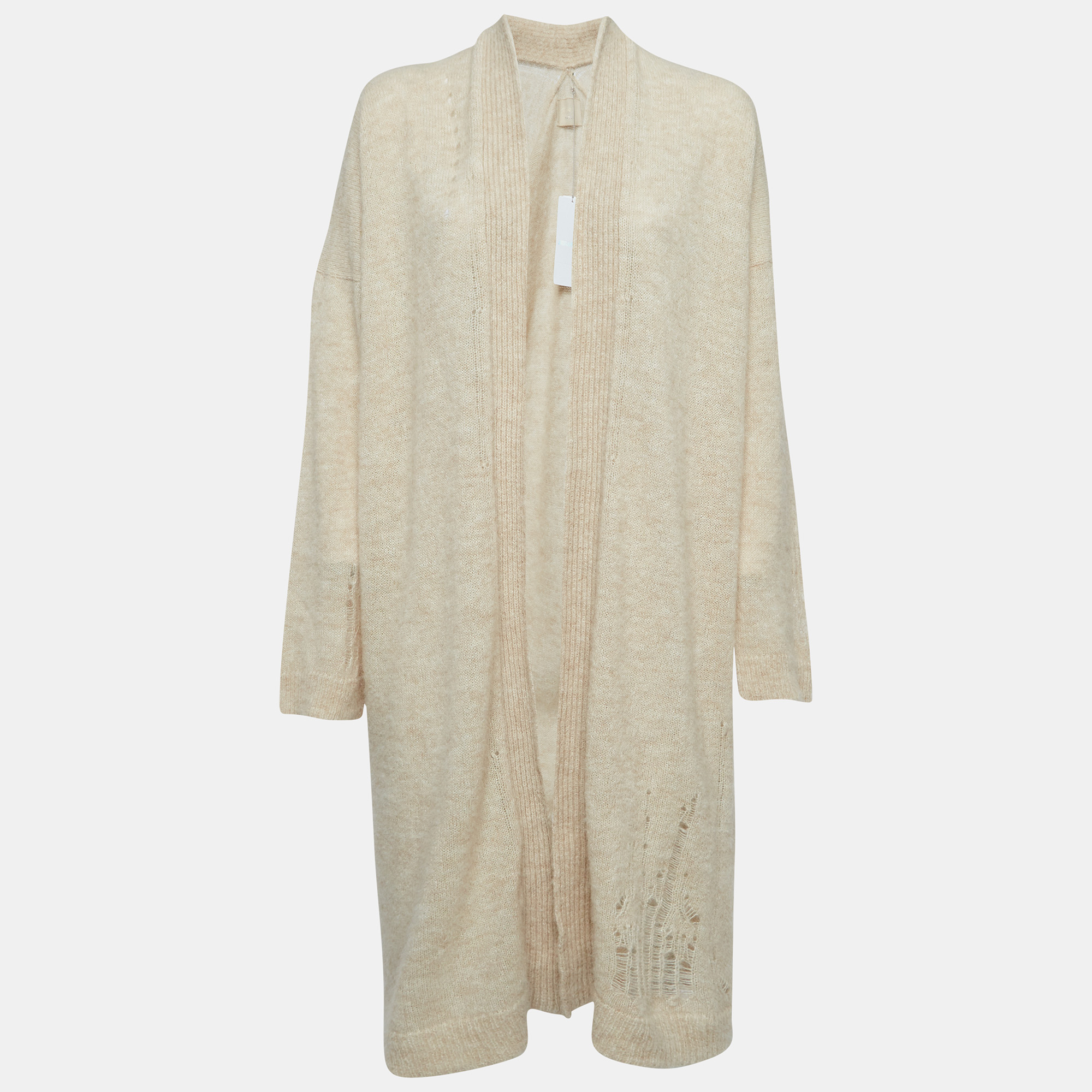 

Zadig & Voltaire Beige Wool Blend Knit Ripped Style Long Cardigan M/L