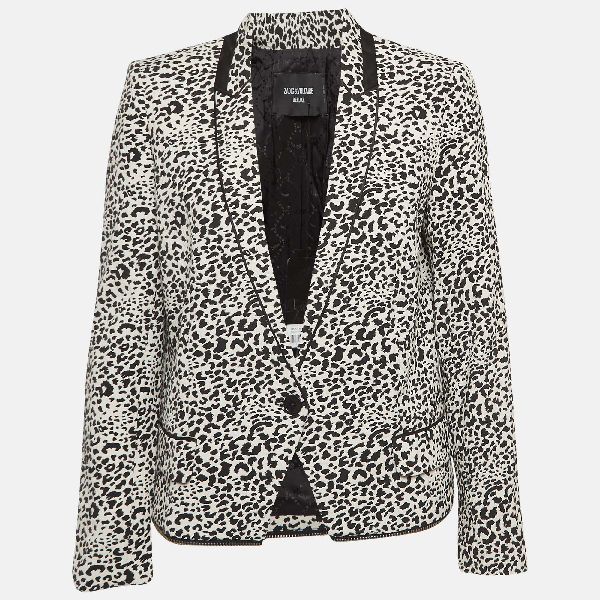 

Zadig & Voltaire Deluxe Leopard Jacquard Vegam Blazer M, Black