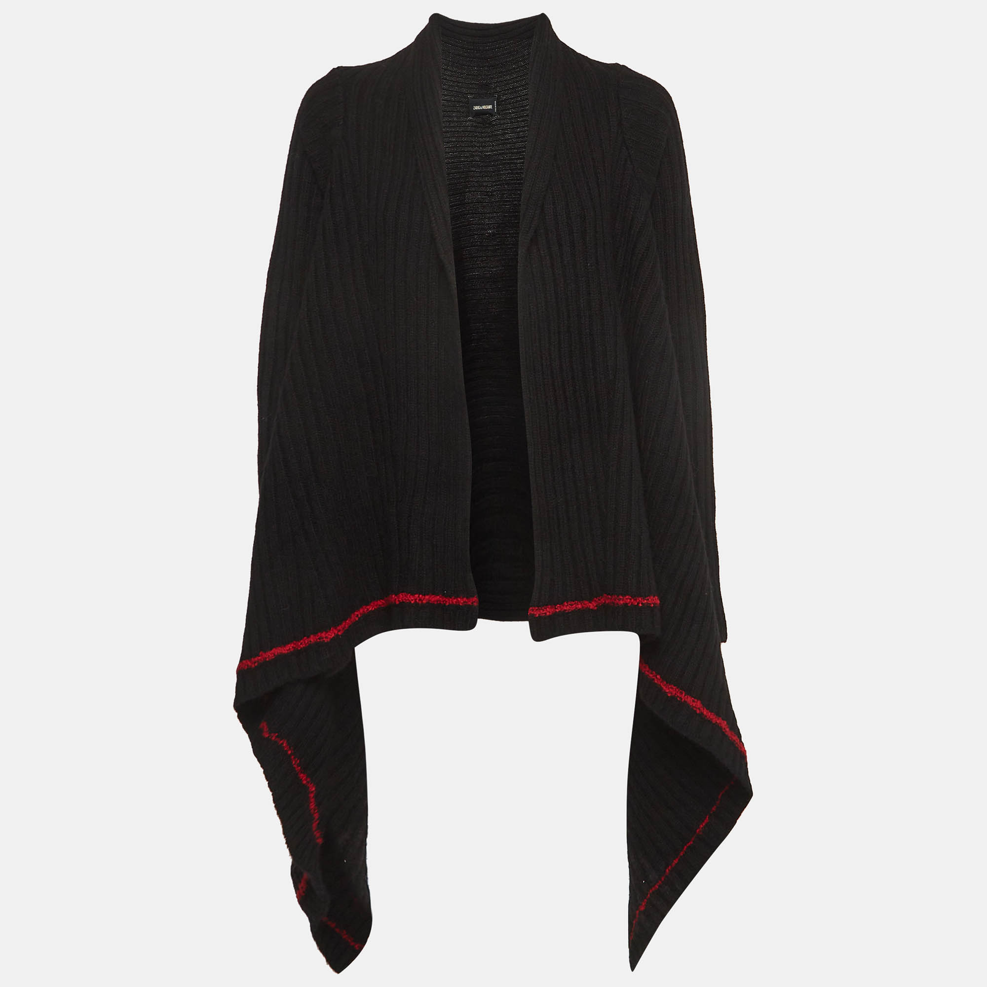 

Zadig & Voltaire Black Rib Knit Shawl Neck Cardigan