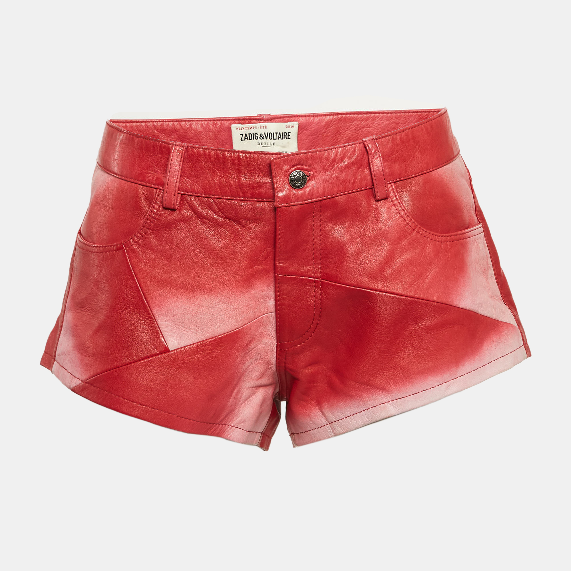 

Zadig & Voltaire Red Leather Saya Patch Shorts M