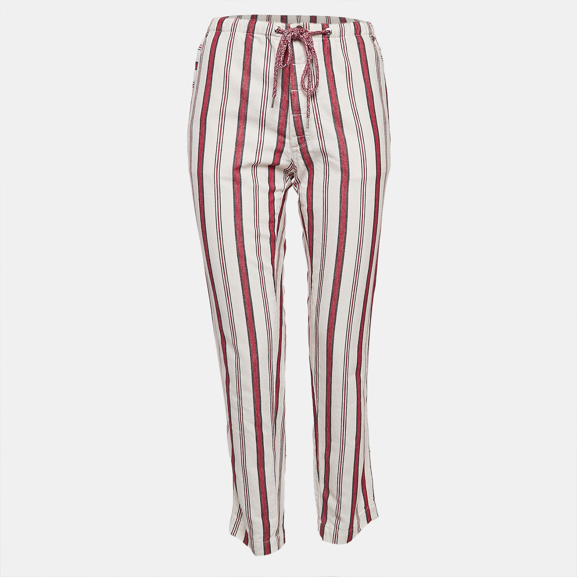 

Zadig & Voltaire Cream Striped Cotton Raye Trousers S, White