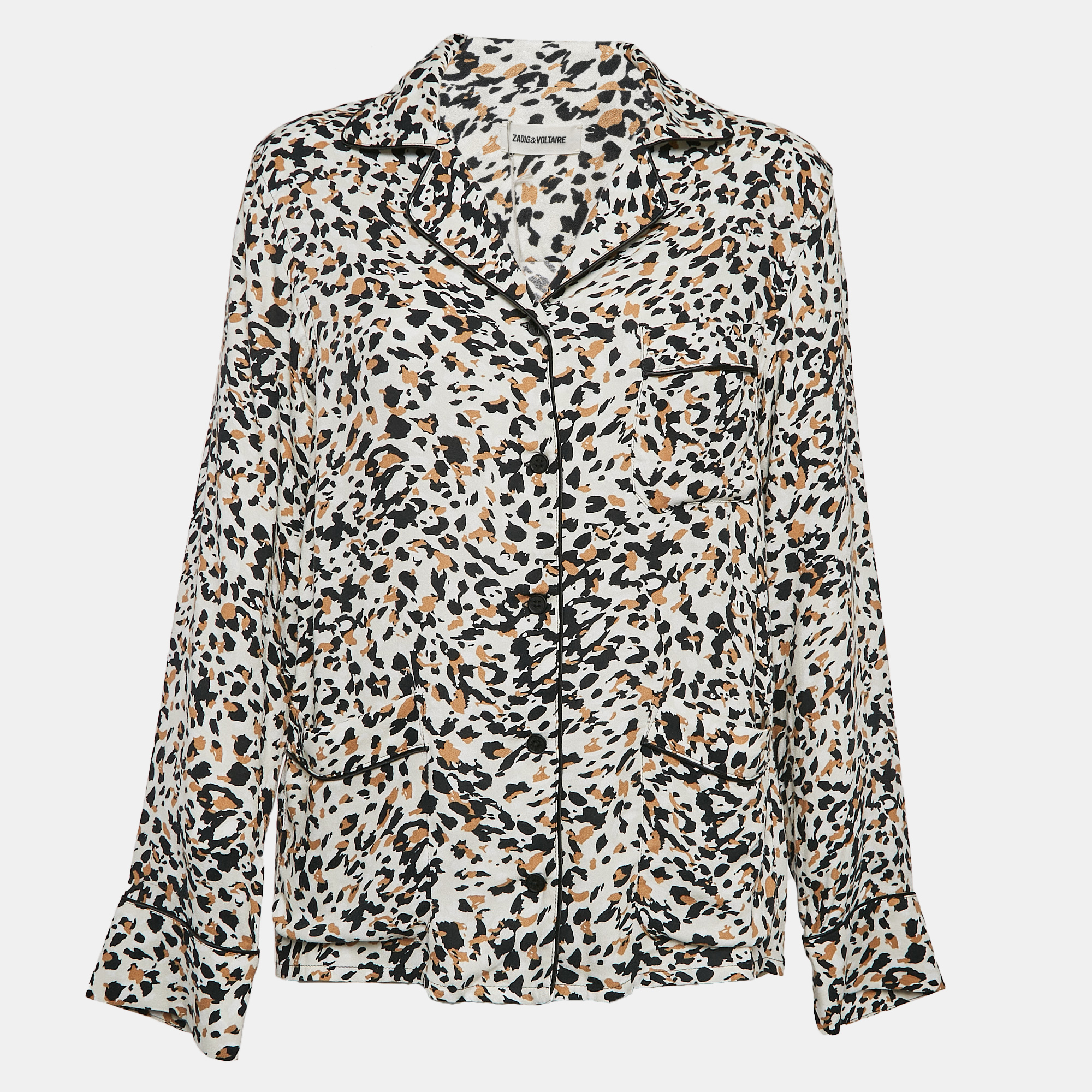 

Zadig & Voltaire Brown Leopard Print Crepe Tradi Shirt S