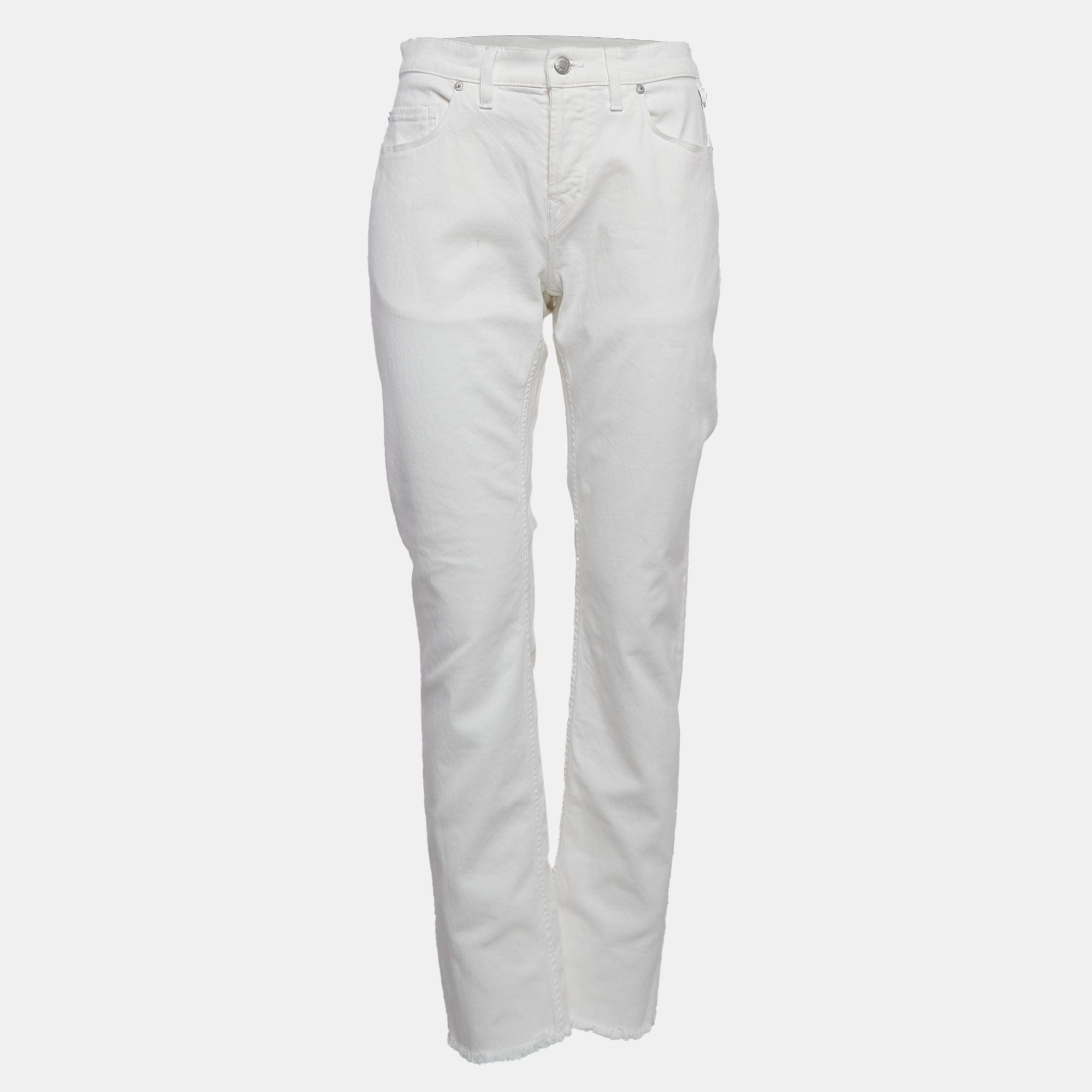 

Zadig & Voltaire White Denim Frayed Hem David Jeans L Waist 31"