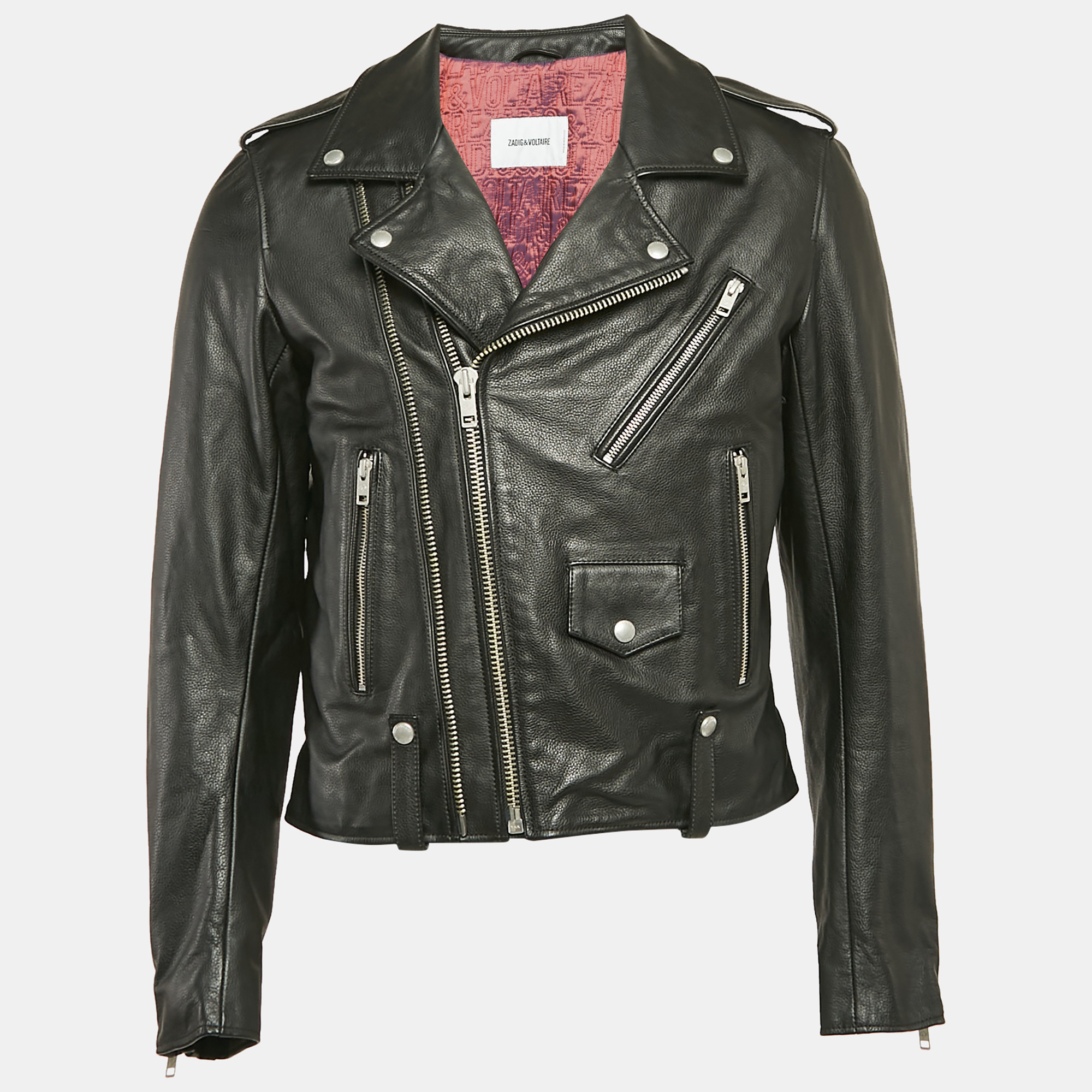 

Zadig & Voltaire Black Leather Zip Detail Louis Jacket XL