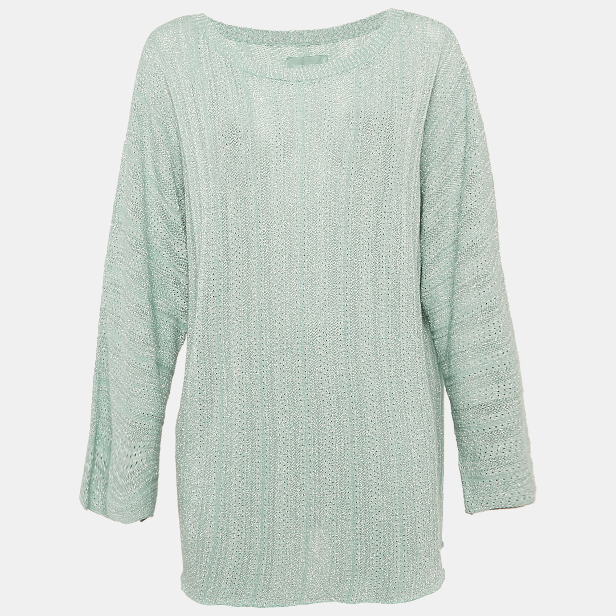 

Zadig & Voltaire Green Lurex Knit Flint Pointelle Sheer Sweatshirt L