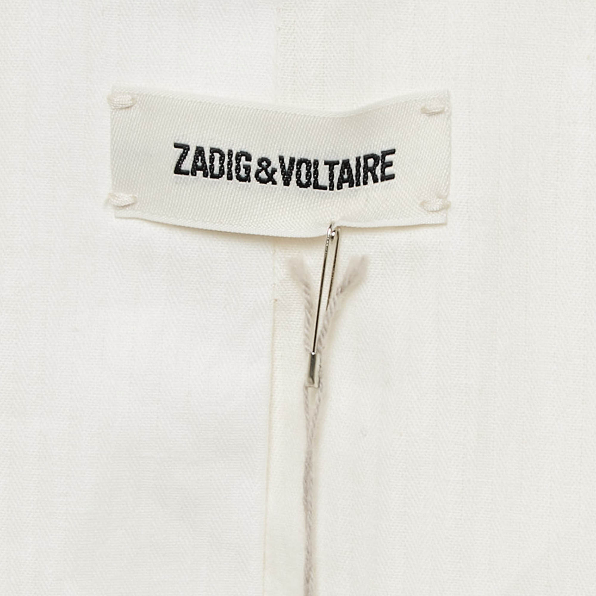 Zadig & Voltaire Cream Cotton Popeline Single Breasted Blazer S 
