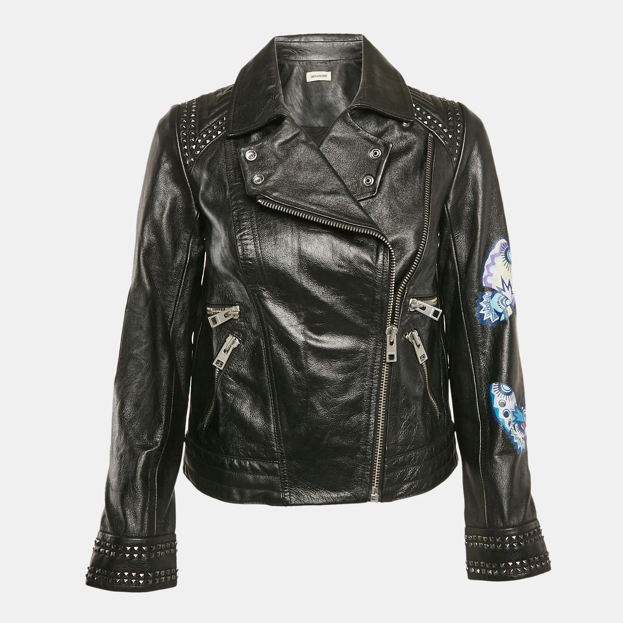 

Zadig & Voltaire Black Painted Leather Kawai Biker Jacket XS