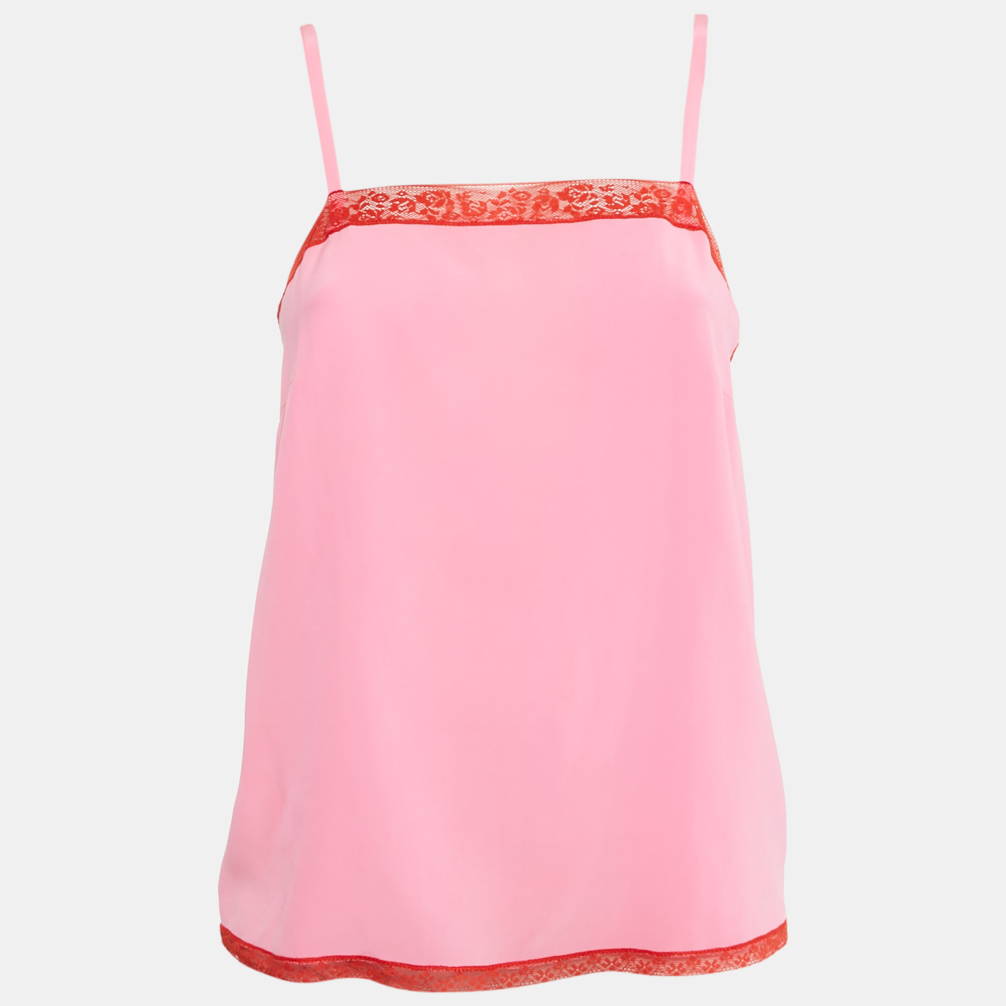 

Zadig & Voltaire Pink Lace Trim Silk Camisole Top XS