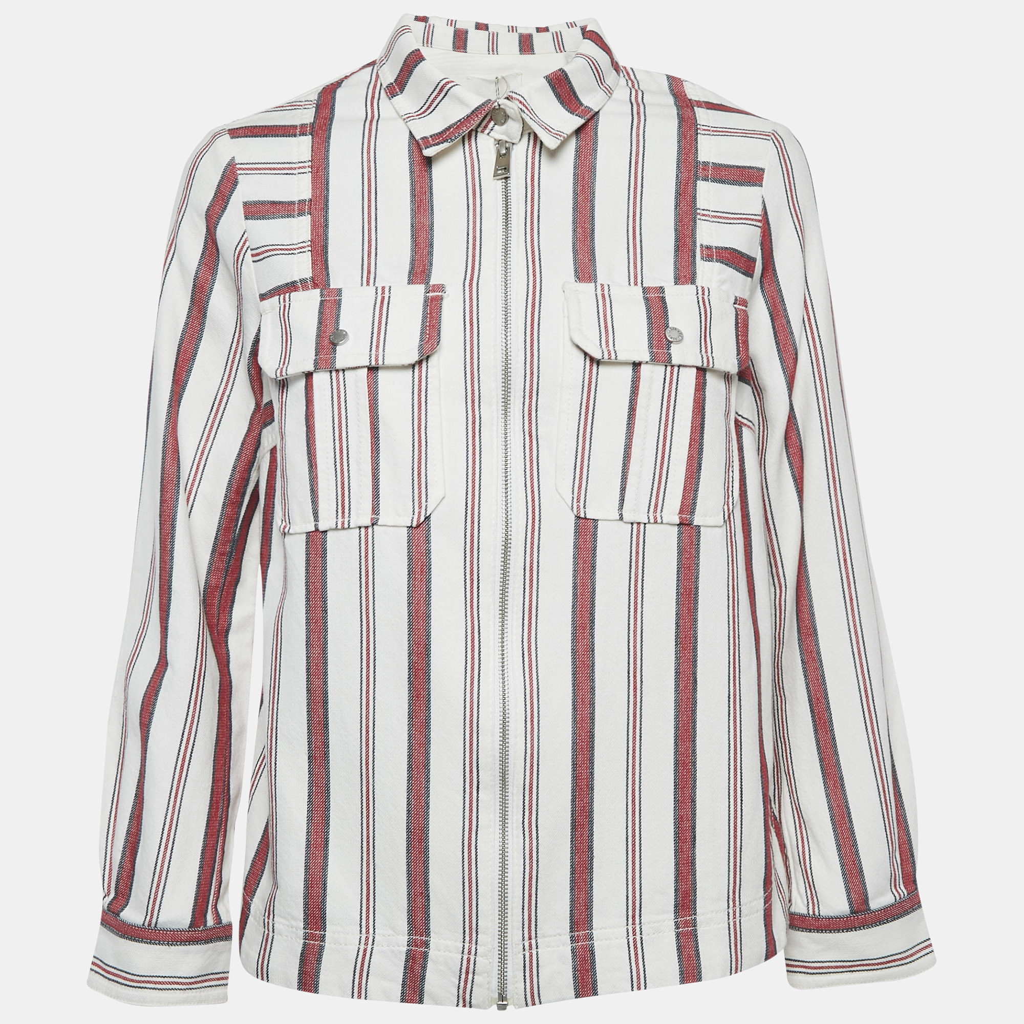 

Zadig & Voltaire White/Red Striped Cotton Tach Raye Shirt S