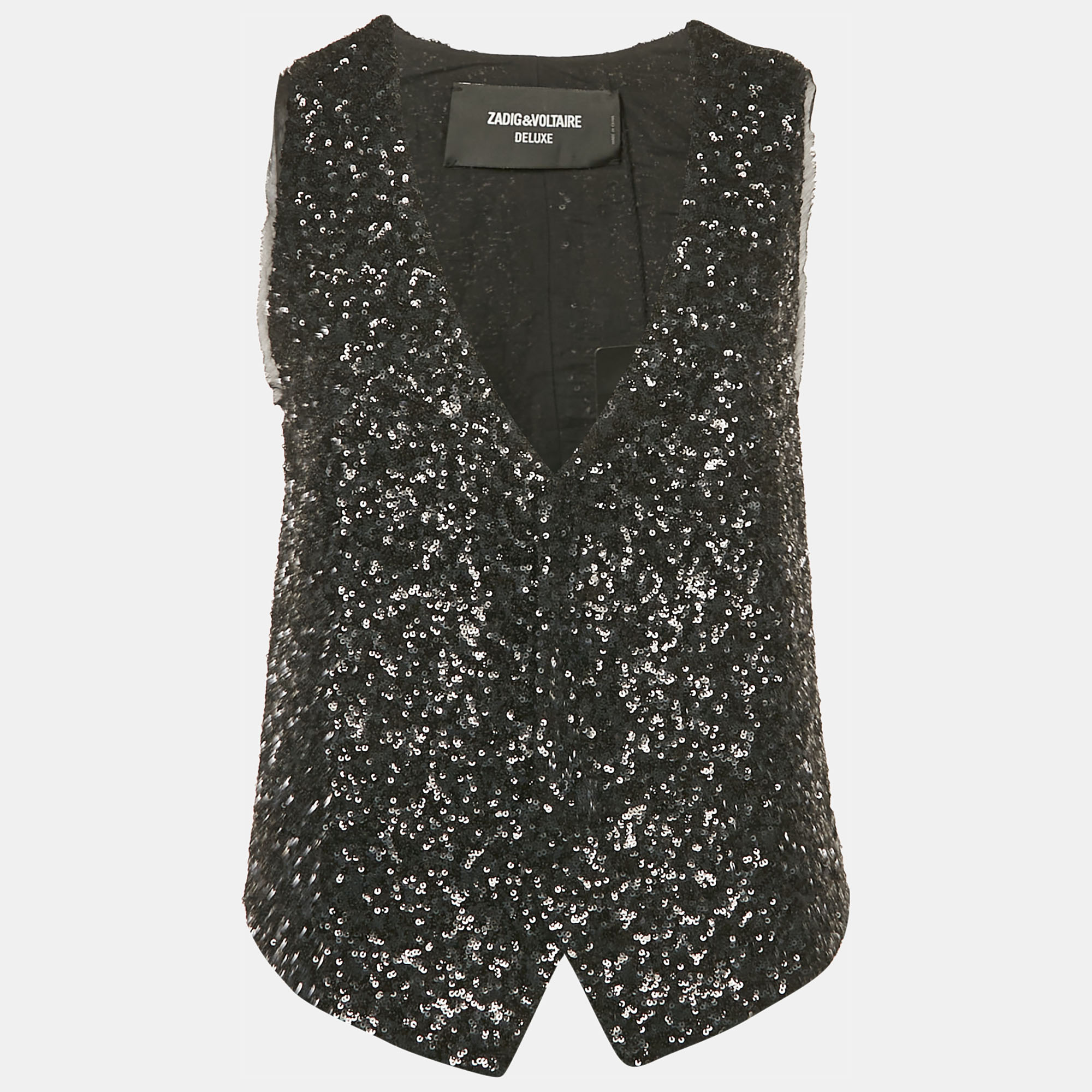 

Zadig & Voltaire Black Sequin Button Front Emilie Waistcoat M