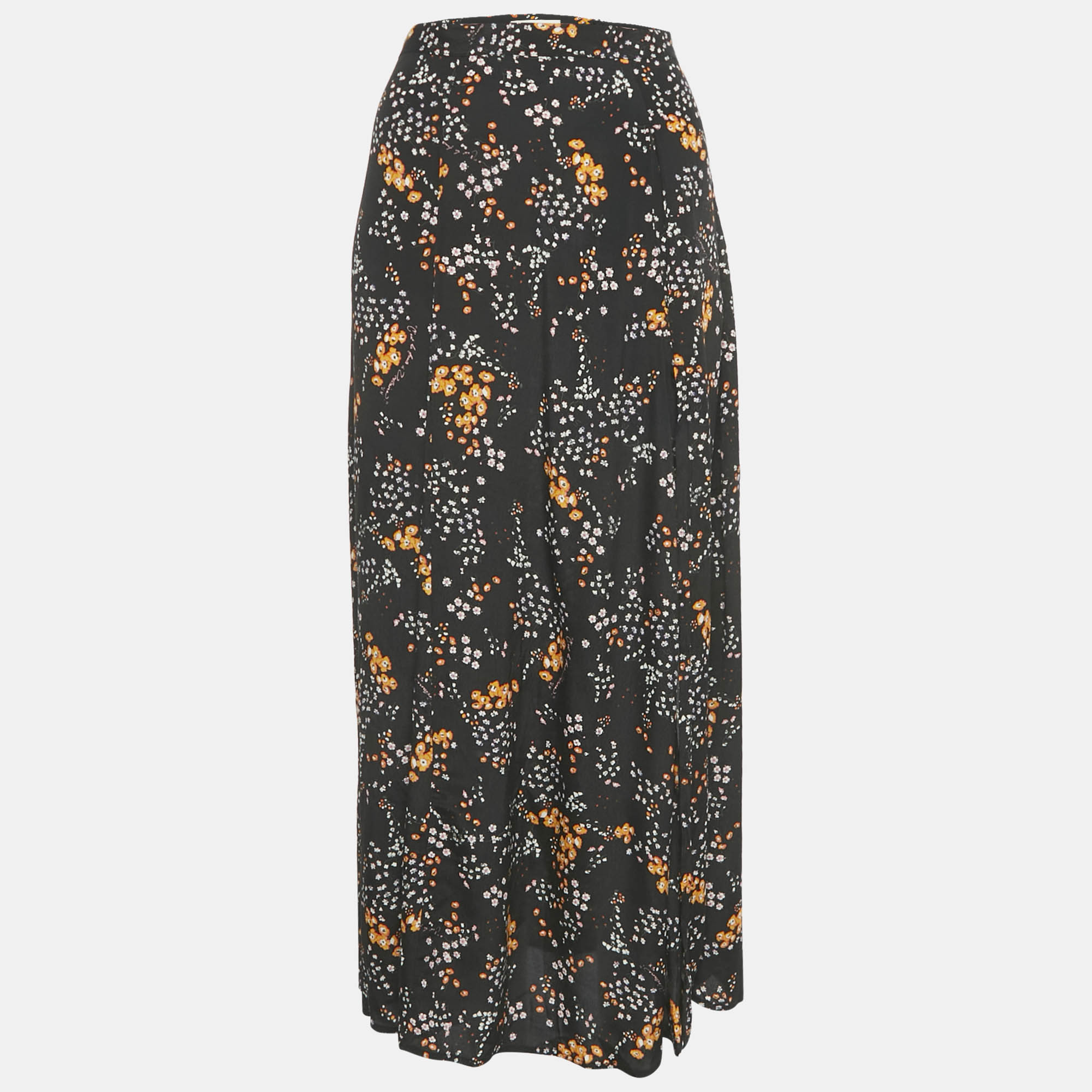 

Zadig & Voltaire Black Flowers Print Crepe Judith Spark Midi Skirt S
