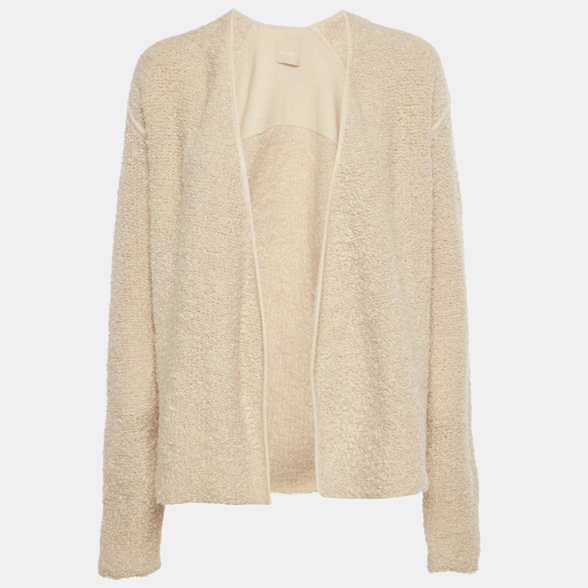 Pre-owned Zadig & Voltaire Cream Boucle Open Front Daphnee Cardigan L In White