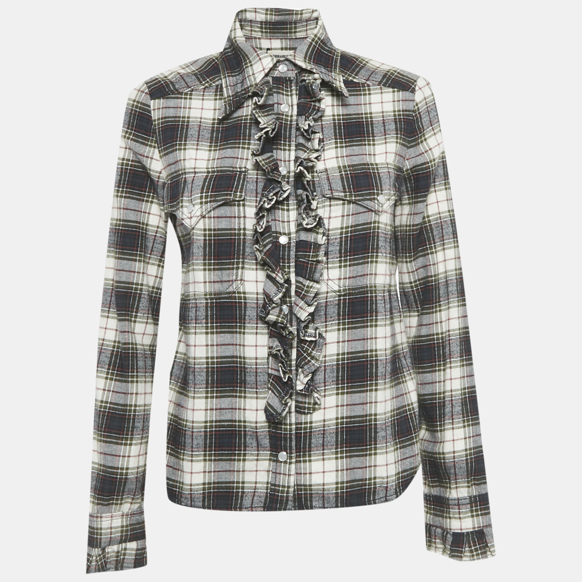 Pre-owned Zadig & Voltaire Green Checks Cotton Trissy Carreaux Shirt Xs