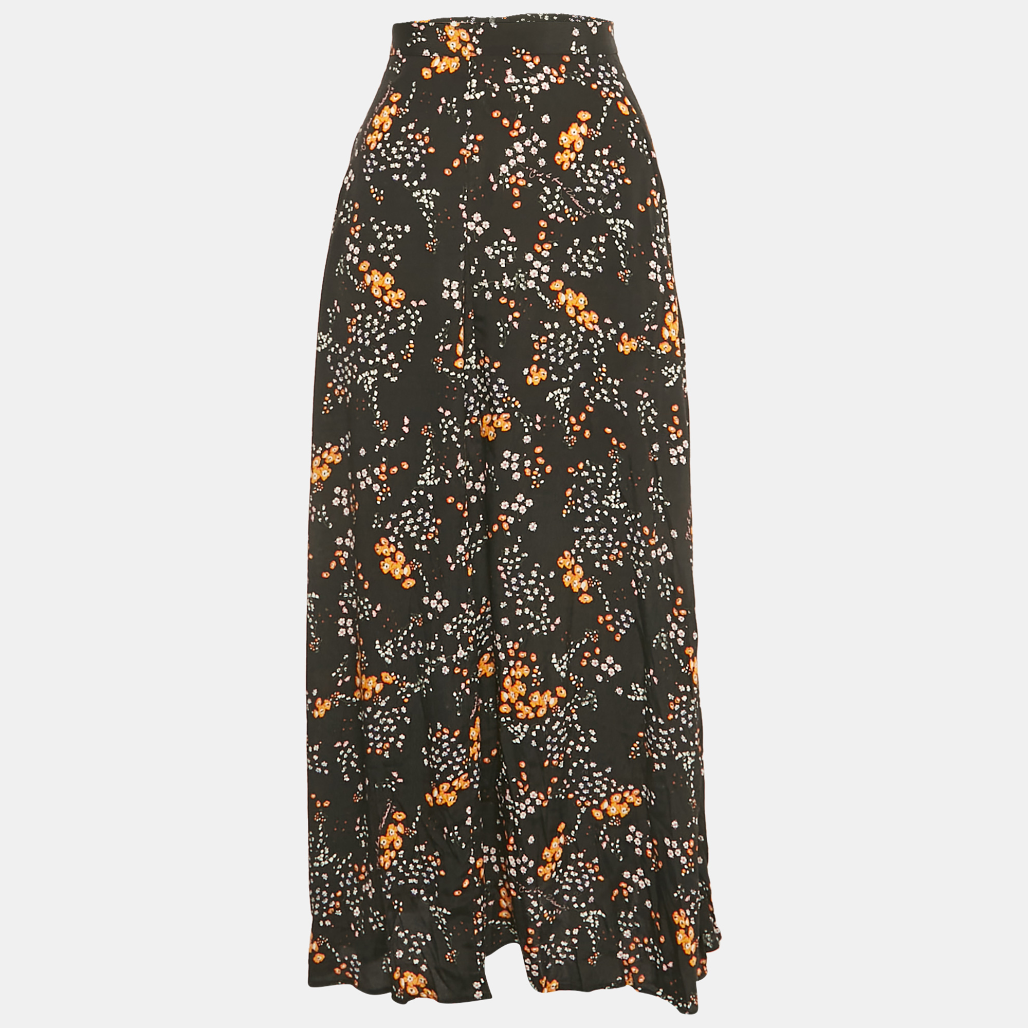

Zadig & Voltaire Black Crepe Judith Spark Flowers Midi Skirt S