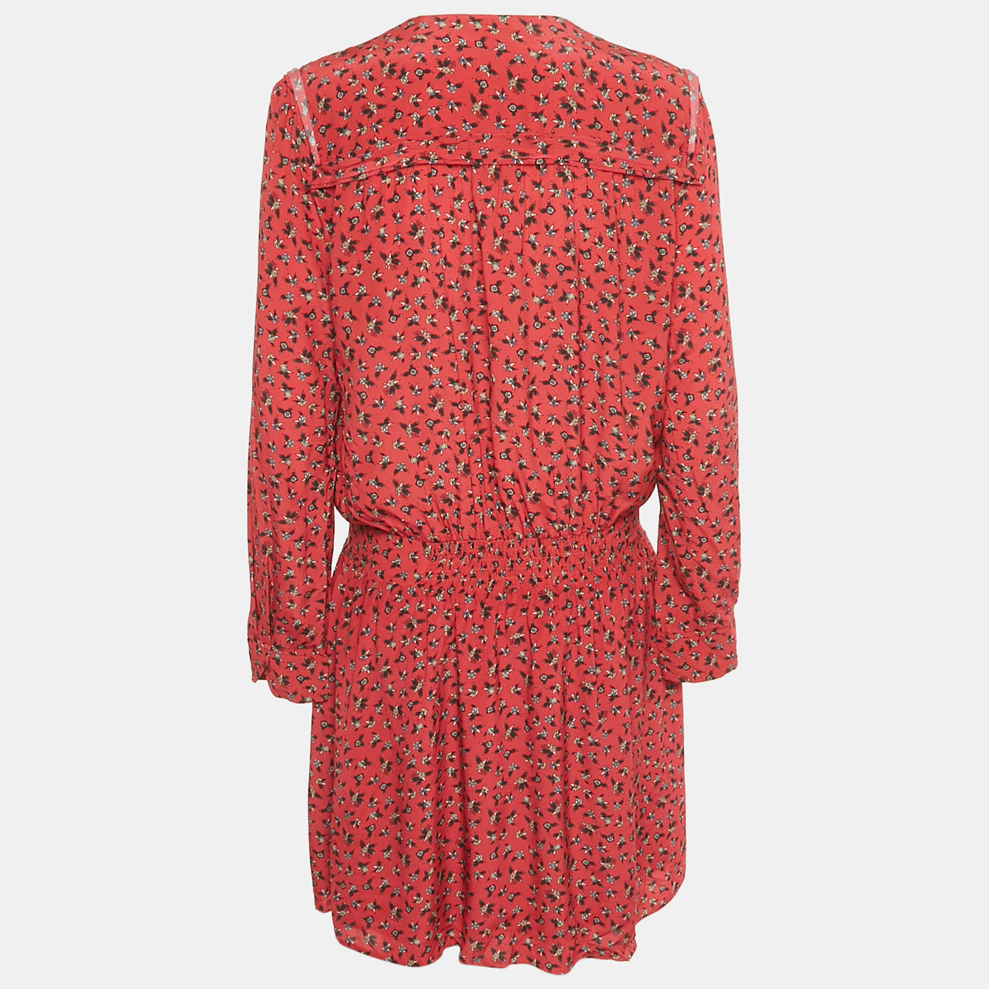 Pre-owned Zadig & Voltaire Red Floral Print Crepe Remus Liberty Mini Dress L