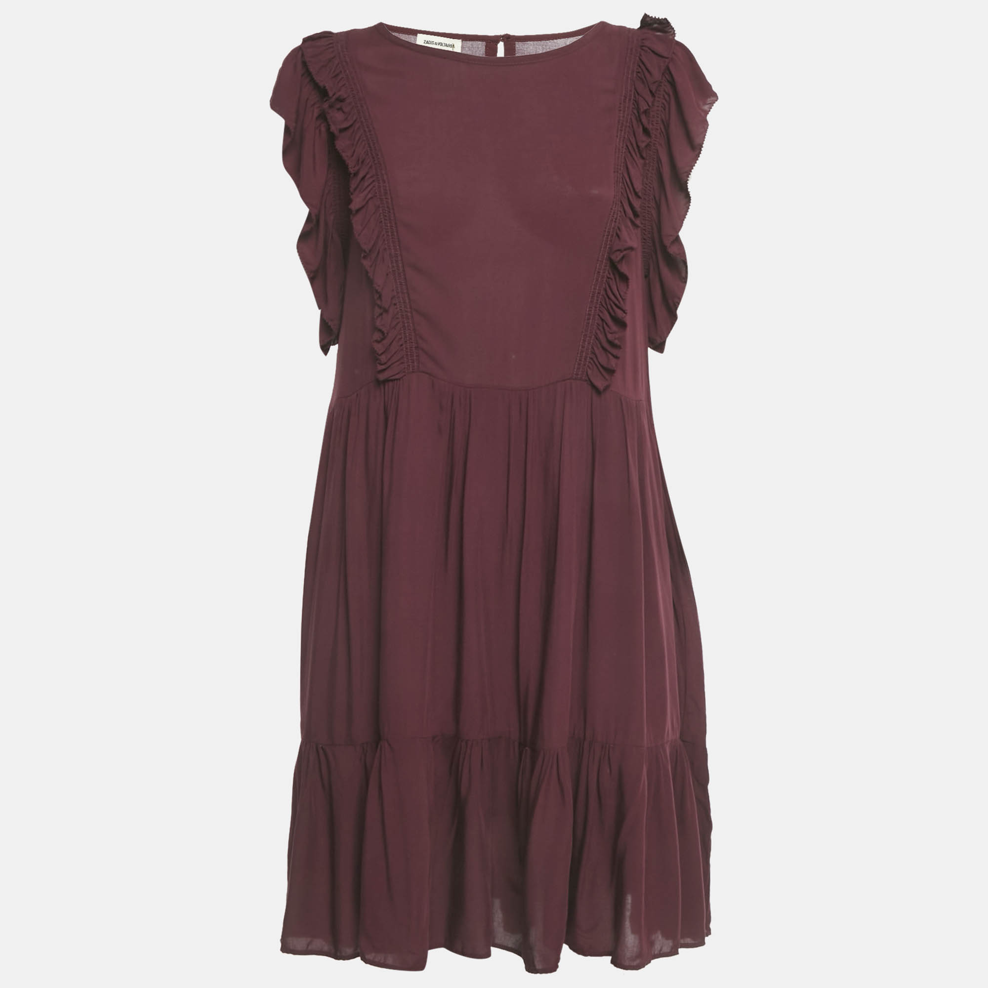 

Zadig & Voltaire Burgundy Crepe Ruffled Rousseau Dress S