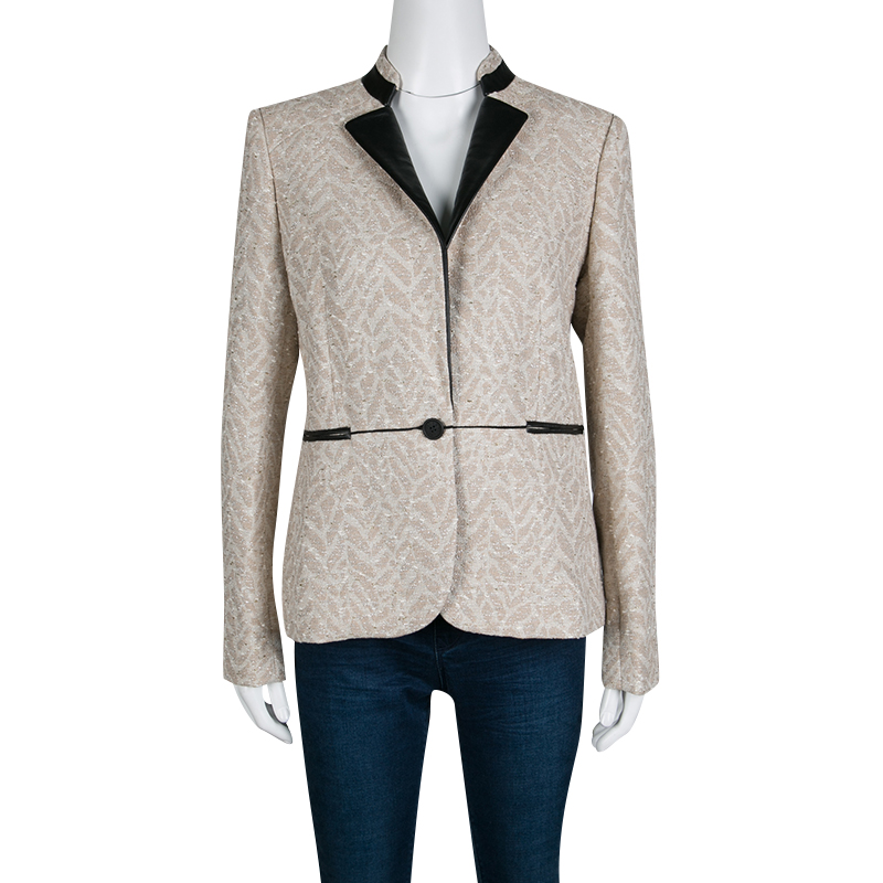 

Zadig and Voltaire Beige Lurex Detail Leather Trim Detail Victana Deluxe Blazer