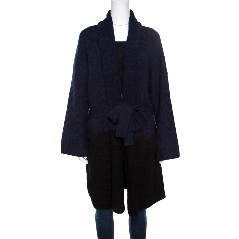 Zadig and Voltaire Bicolor Wool Belted Mia Cardigan M/L