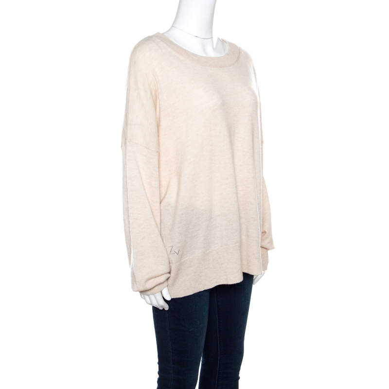 

Zadig and Voltaire Beige Wool Sequined Elbow Trim Rony Patch Sweater