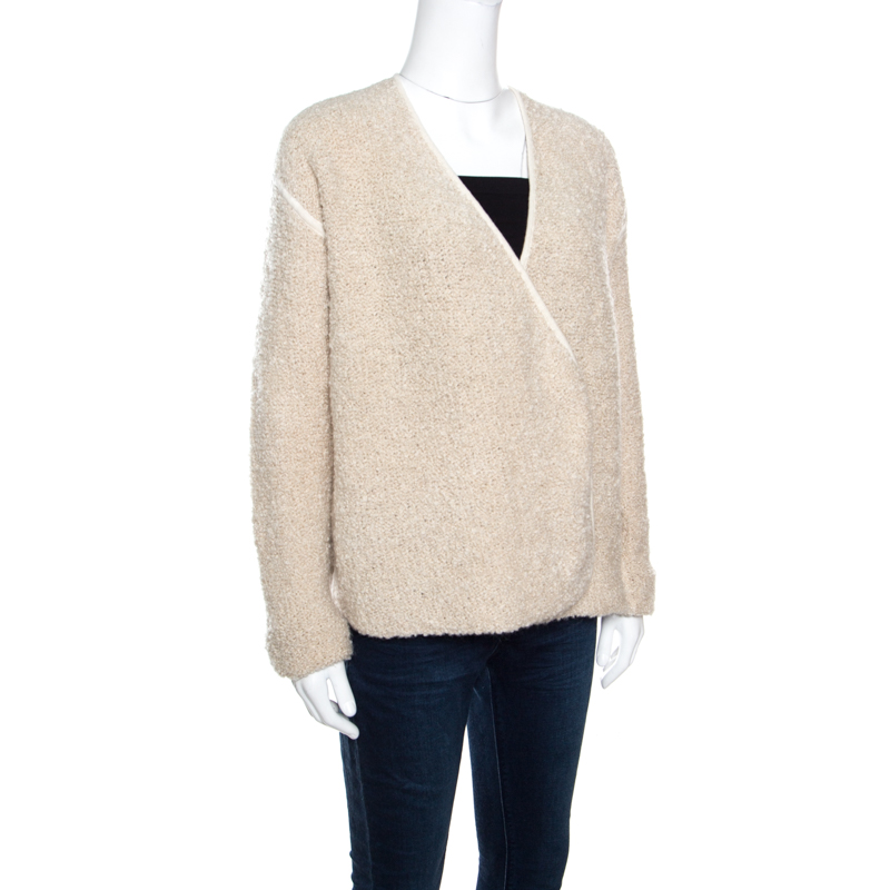 

Zadig and Voltaire Cream Textured Wool Open Front Daphnee Cardigan