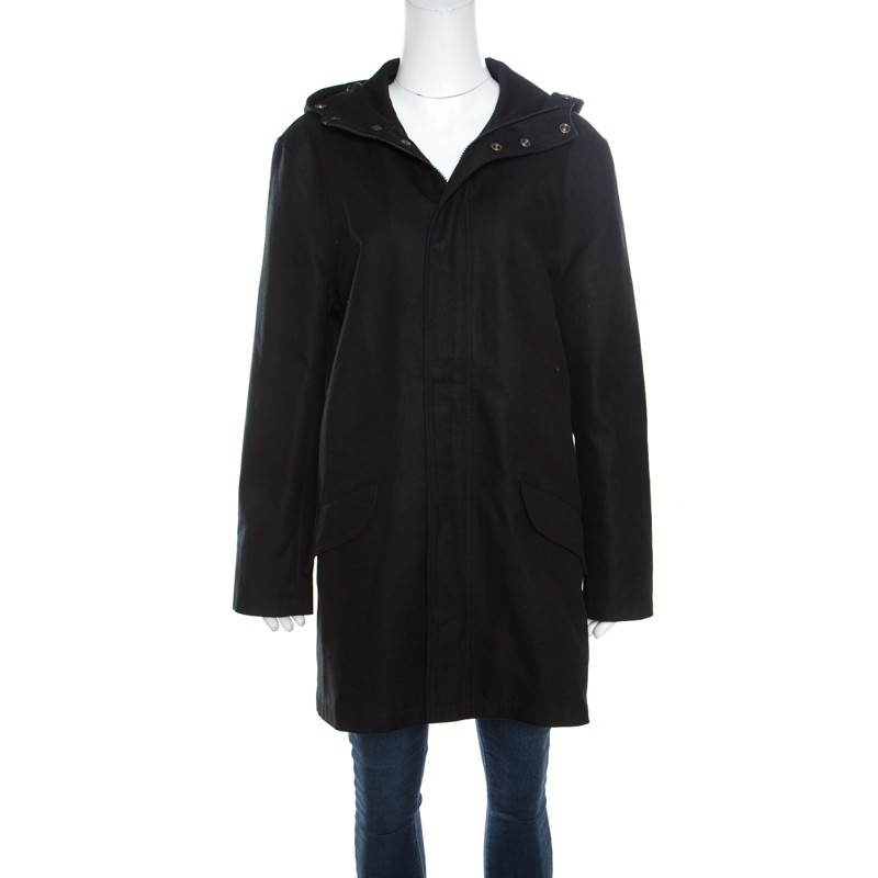 Zadig and Voltaire Black Zip Front Kar Parka Jacket L