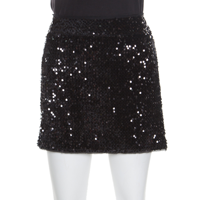 Pre Owned Zadig and Voltaire Black Sequined Jasmi Mini Skirt M