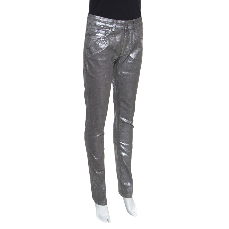 

Zadig and Voltaire Silver Foil Printed Denim Eva Argent Deluxe Jeans