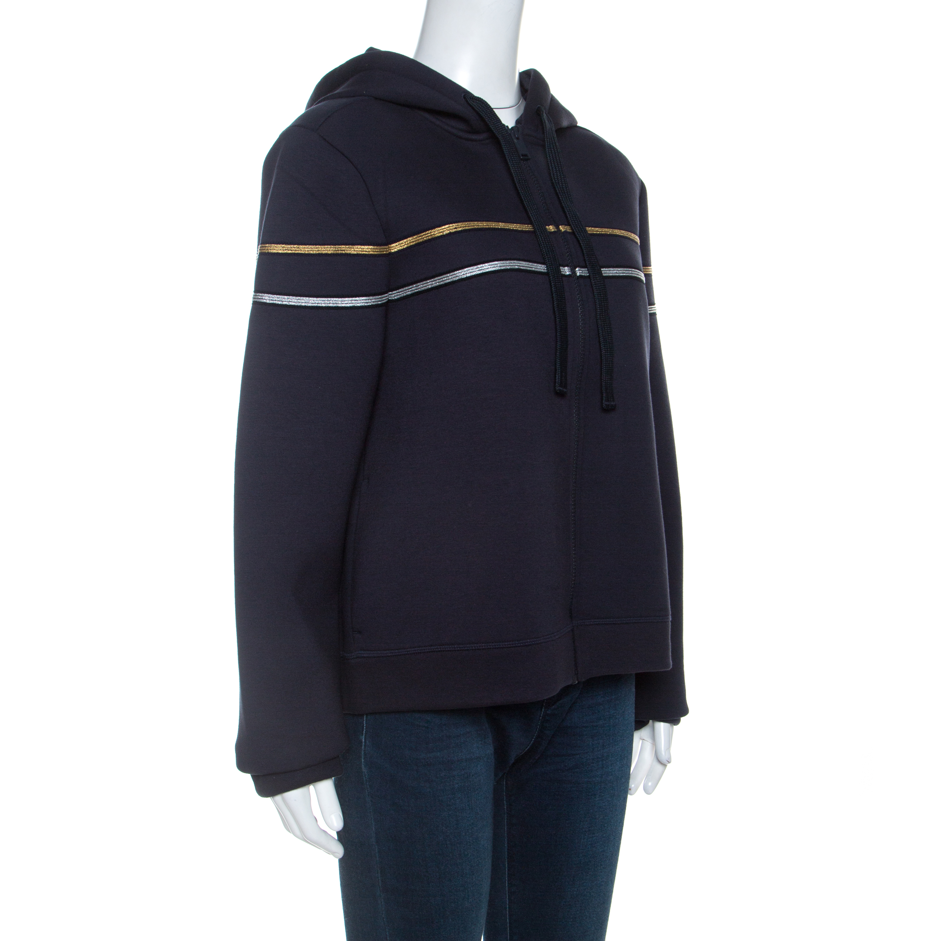 

Zadig and Voltaire Navy Blue Jersey Comfy Neo Deluxe Hooded Jacket