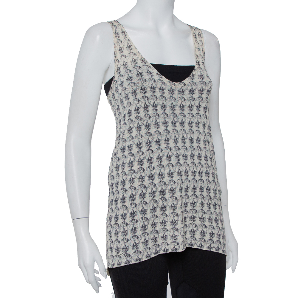 

Zadig and Voltaire Cream Scull Printed Joss Linen Knit Tank Top