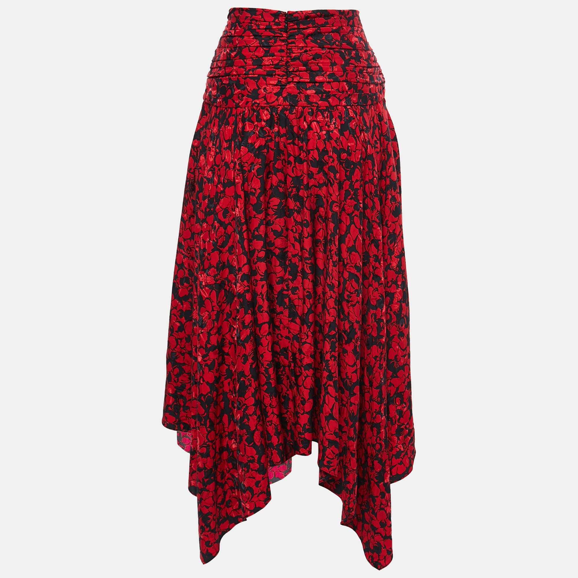 

Zadig and Voltaire Defile Red/Black Floral Print Silk Jafar Asymmetrical Skirt
