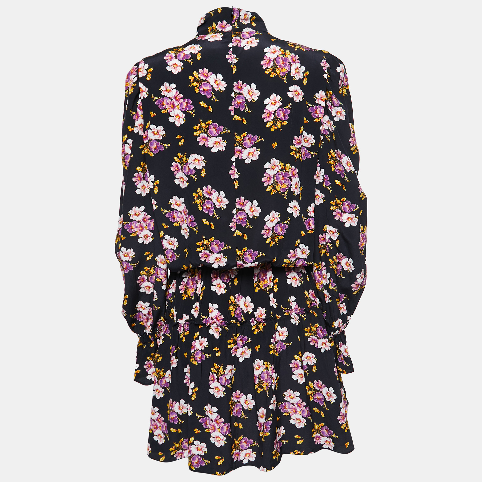 

Zadig and Voltaire Defile Black Floral Print Peonies Show Silk Pleated Dress