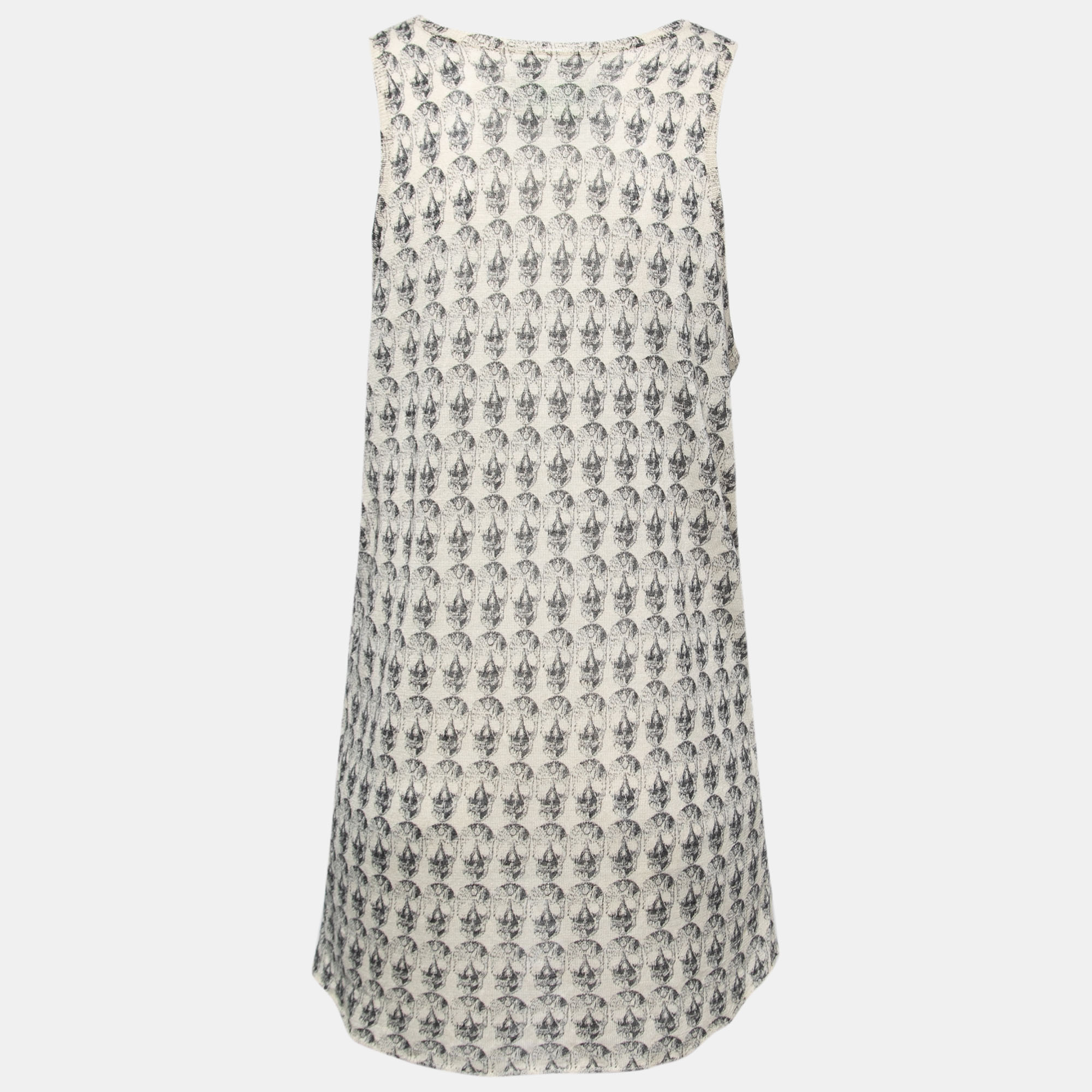 

Zadig & Voltaire Cream Skull Print Linen Knit Joss Tank Top