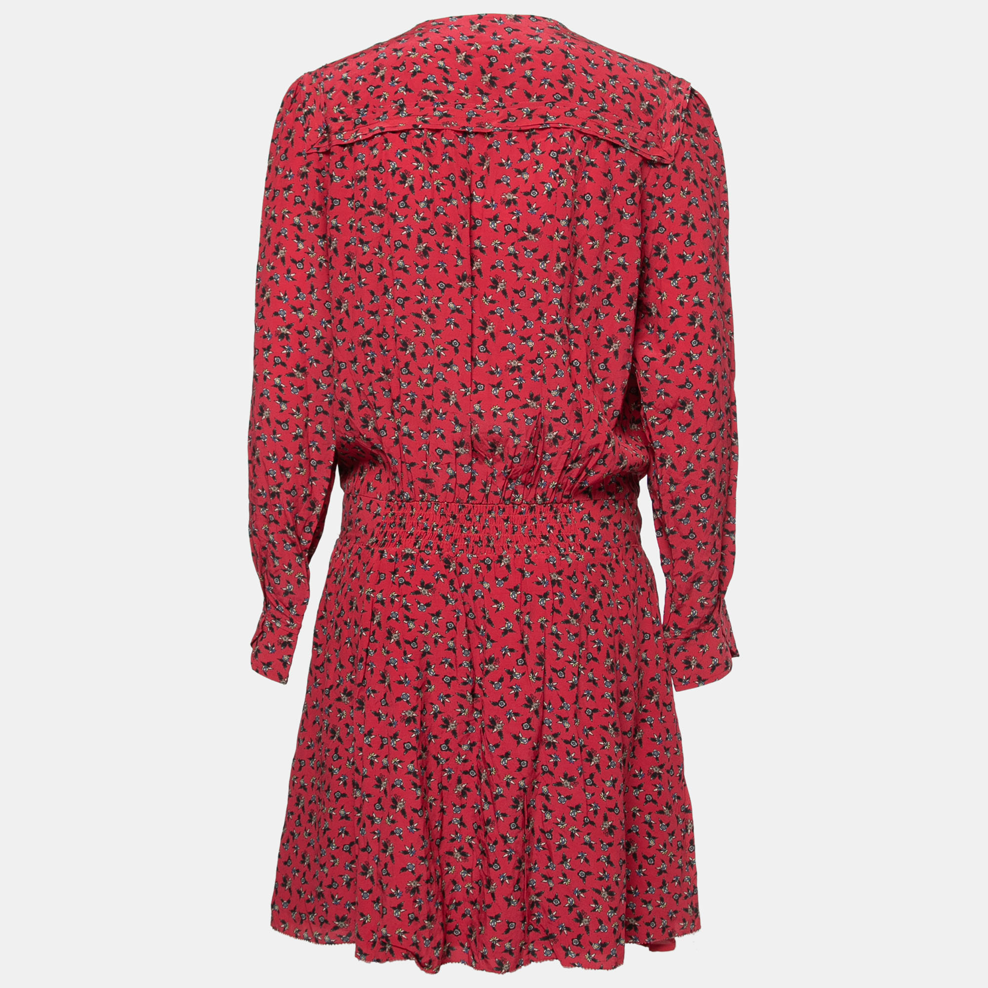 

Zadig and Voltaire Red Floral Printed Crepe Tie Front Midi Dress