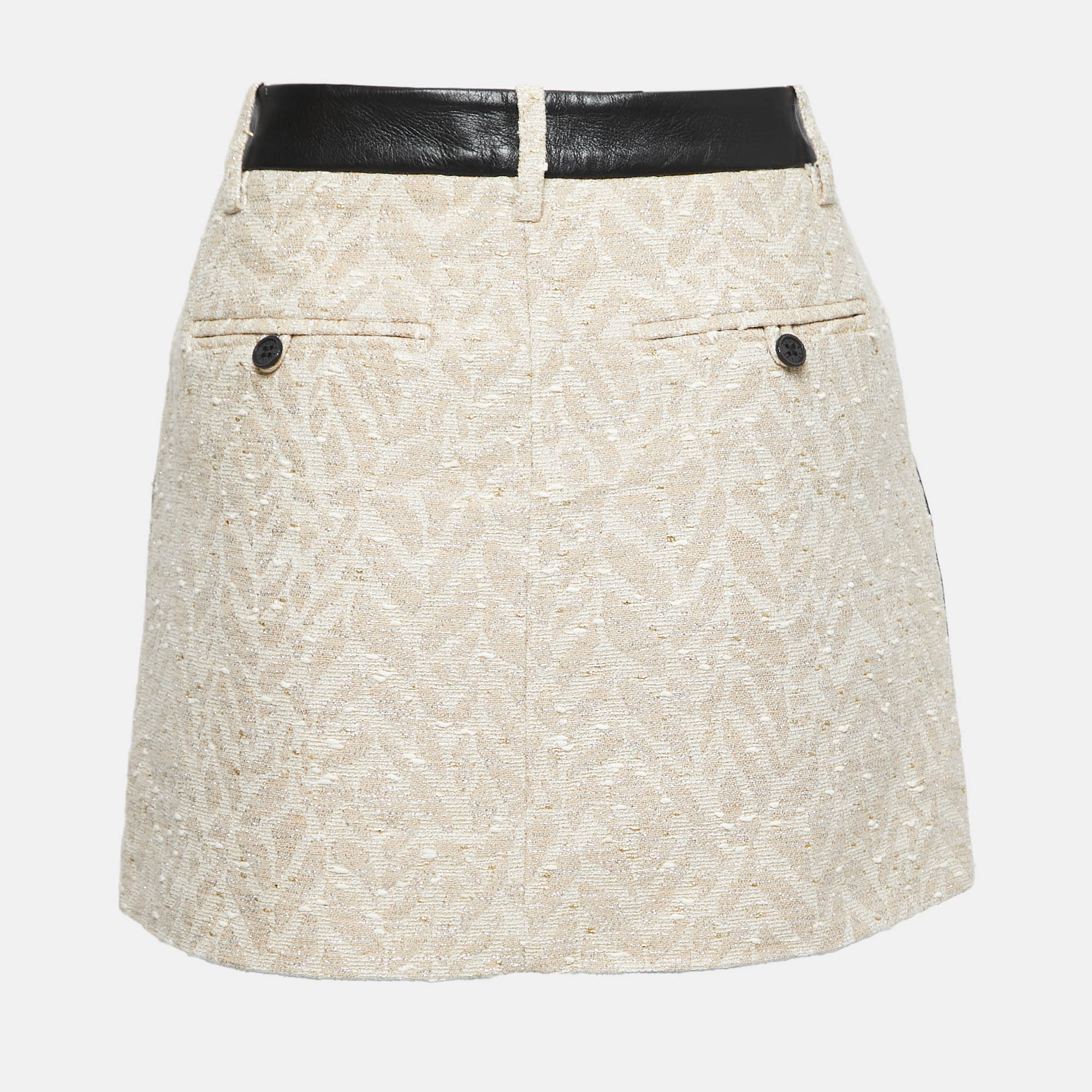 

Zadig and Voltaire Deluxe Beige Jacquard & Leather Mini Skirt
