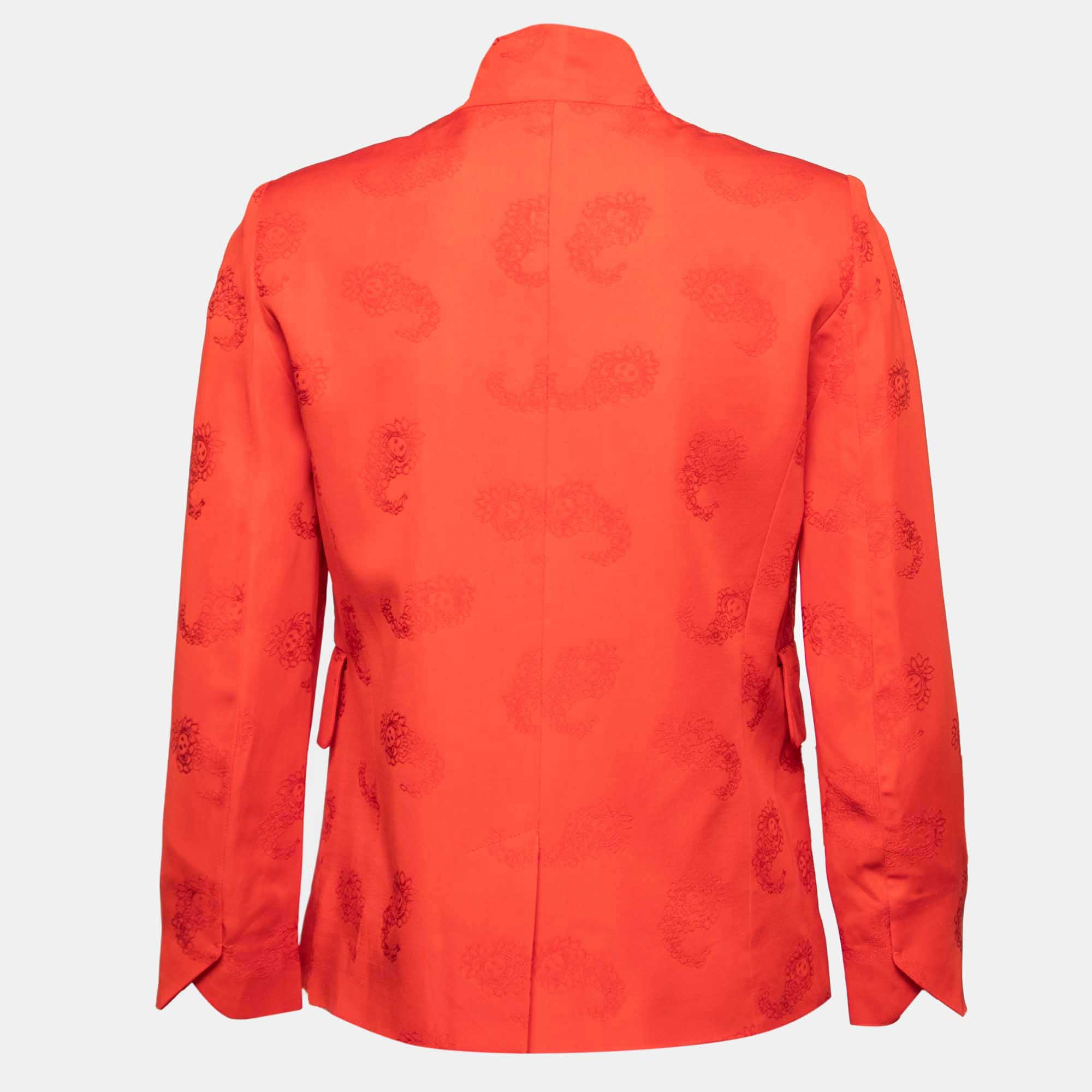 

Zadig and Voltaire Red Crepe Verys Jac Paisley Open Blazer