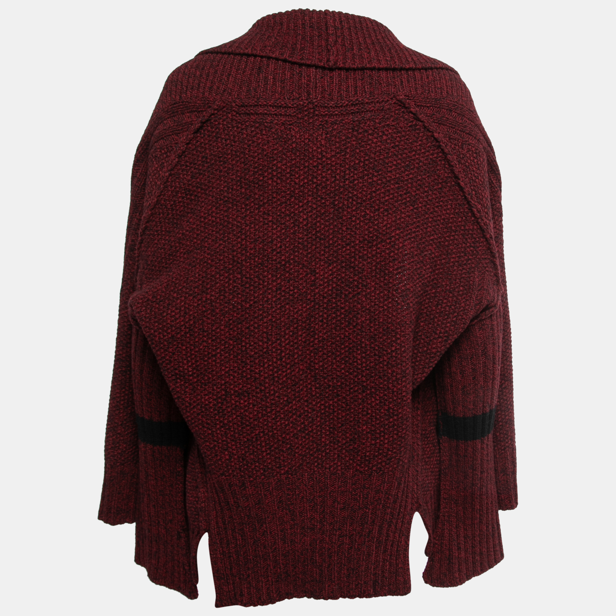 

Zadig & Voltaire Red Knit Shawl Collar Open Cardigan, Burgundy