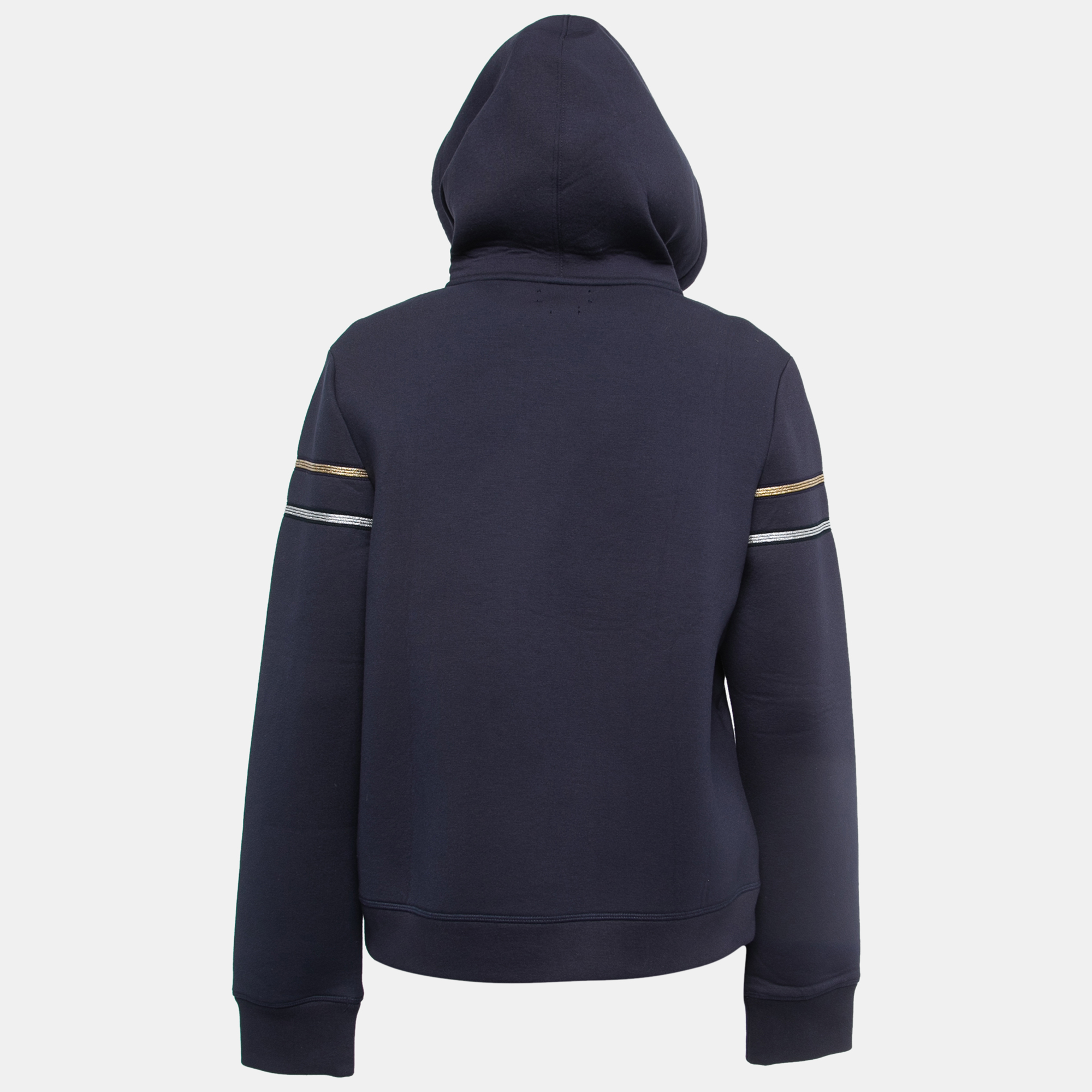 

Zadig and Voltaire Deluxe Navy Blue Neoprene Zip-Up Hooded Jacket