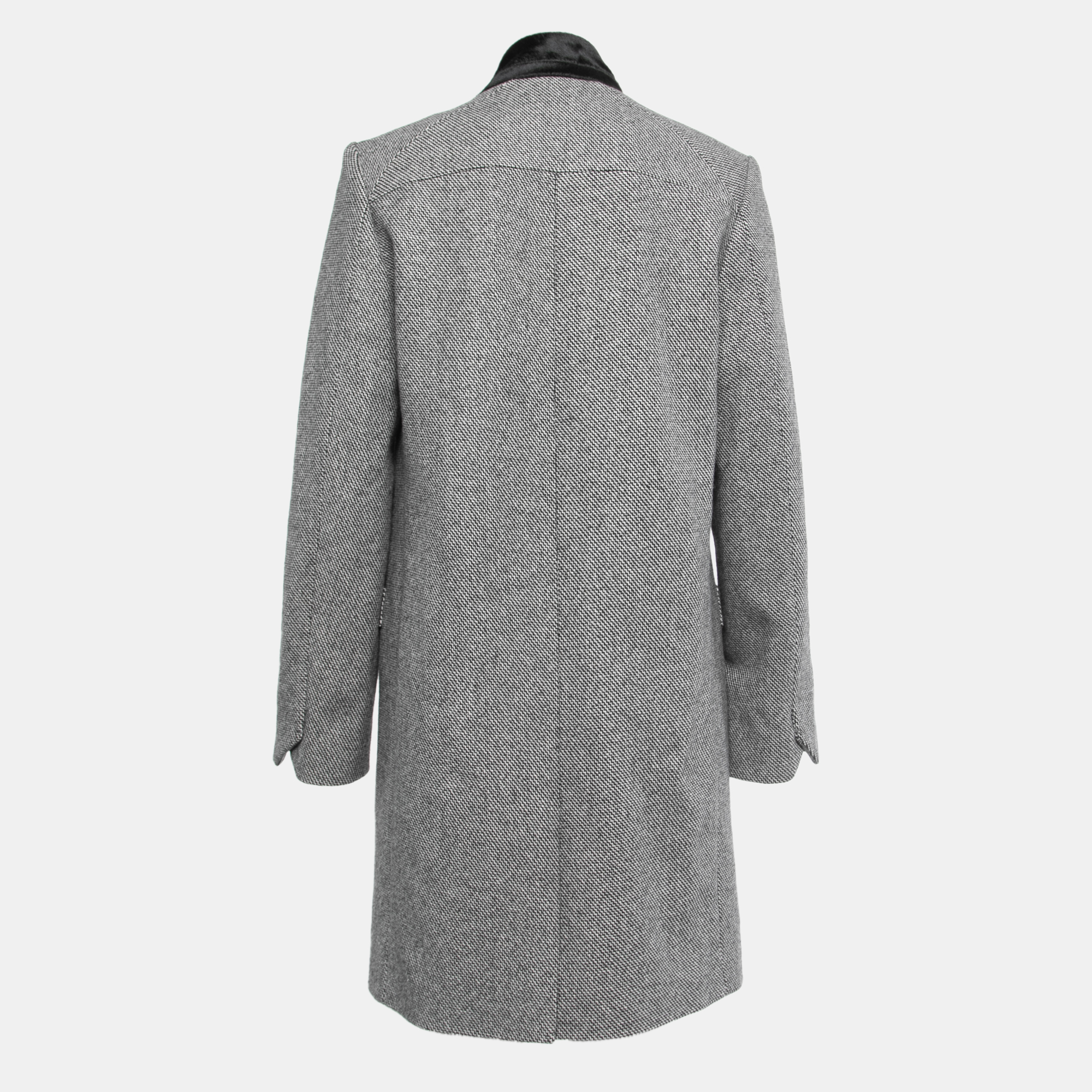 

Zadig & Voltaire Grey Wool Leather Trimmed Single Breasted Coat