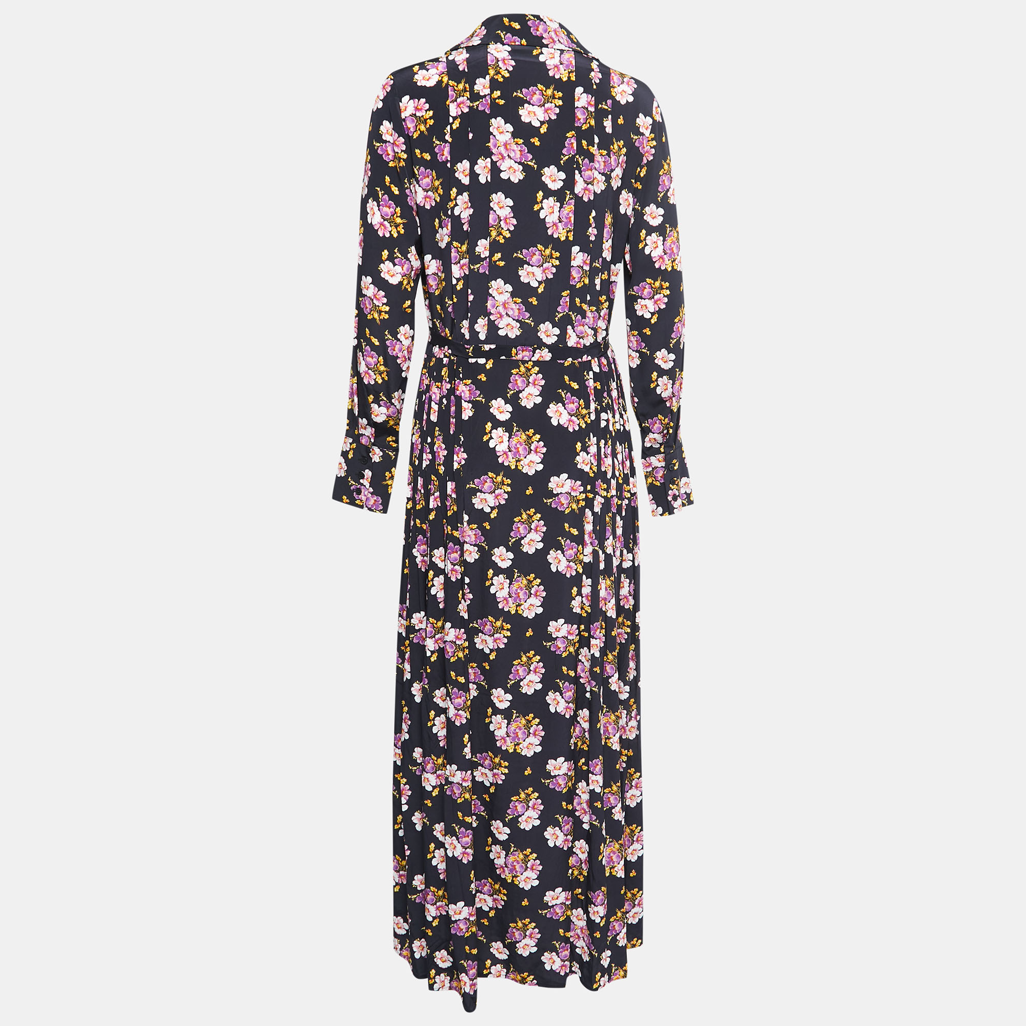 

Zadig & Voltaire Black Floral Print Silk Tie Detail Pleated Maxi Dress