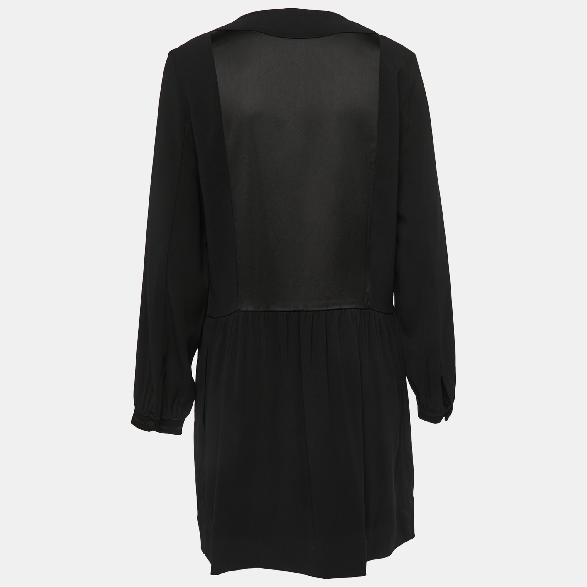 

Zadig & Voltaire Black Crepe Silk Trimmed Long Sleeve Mini Dress