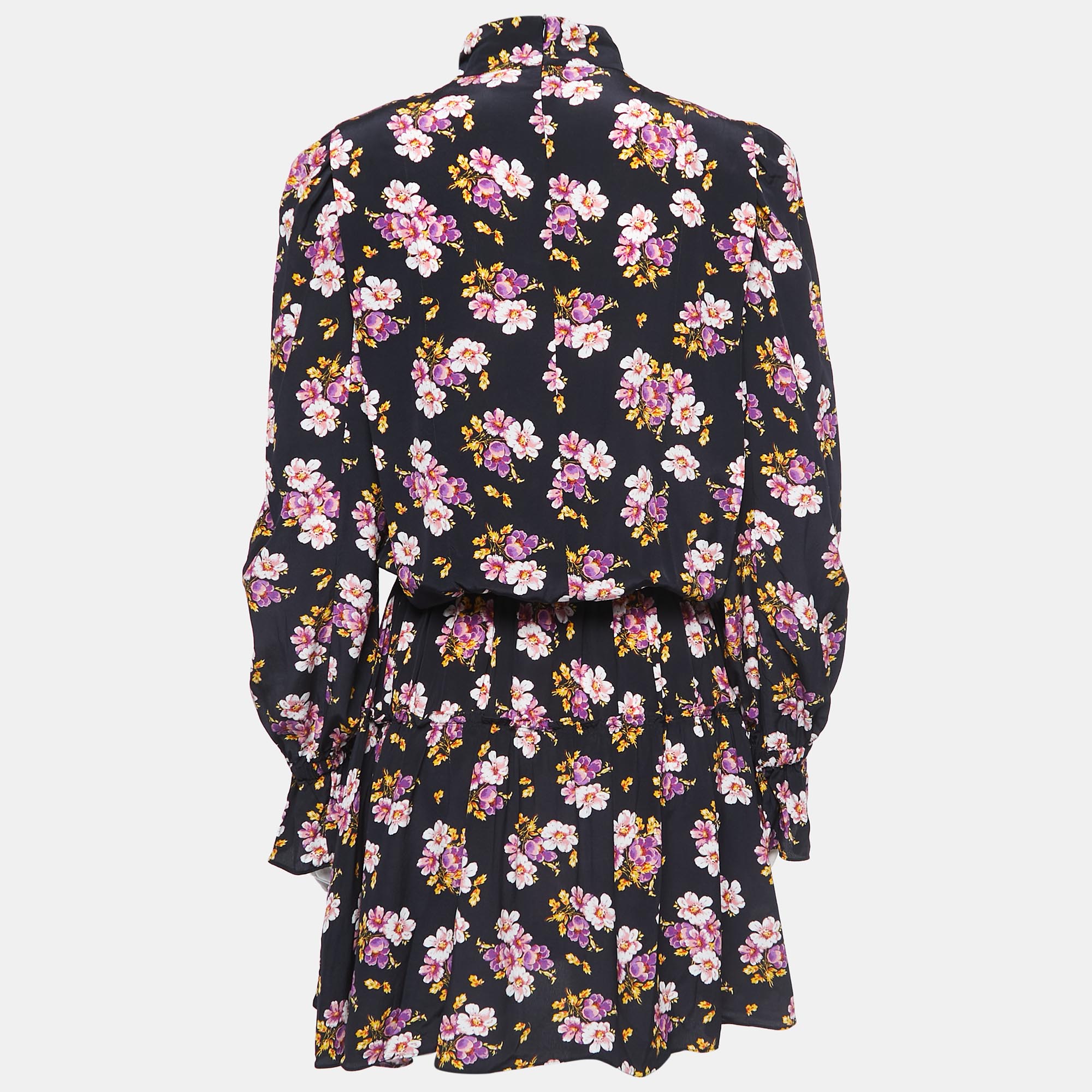 

Zadig & Voltaire Black Floral Printed Silk Pleated Mini Dress