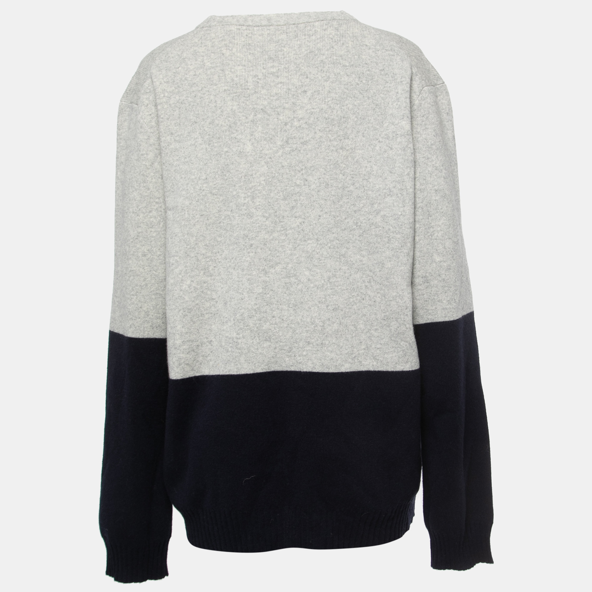 

Zadig & Voltaire Grey/Navy Blue Wool Crew Neck Sweater