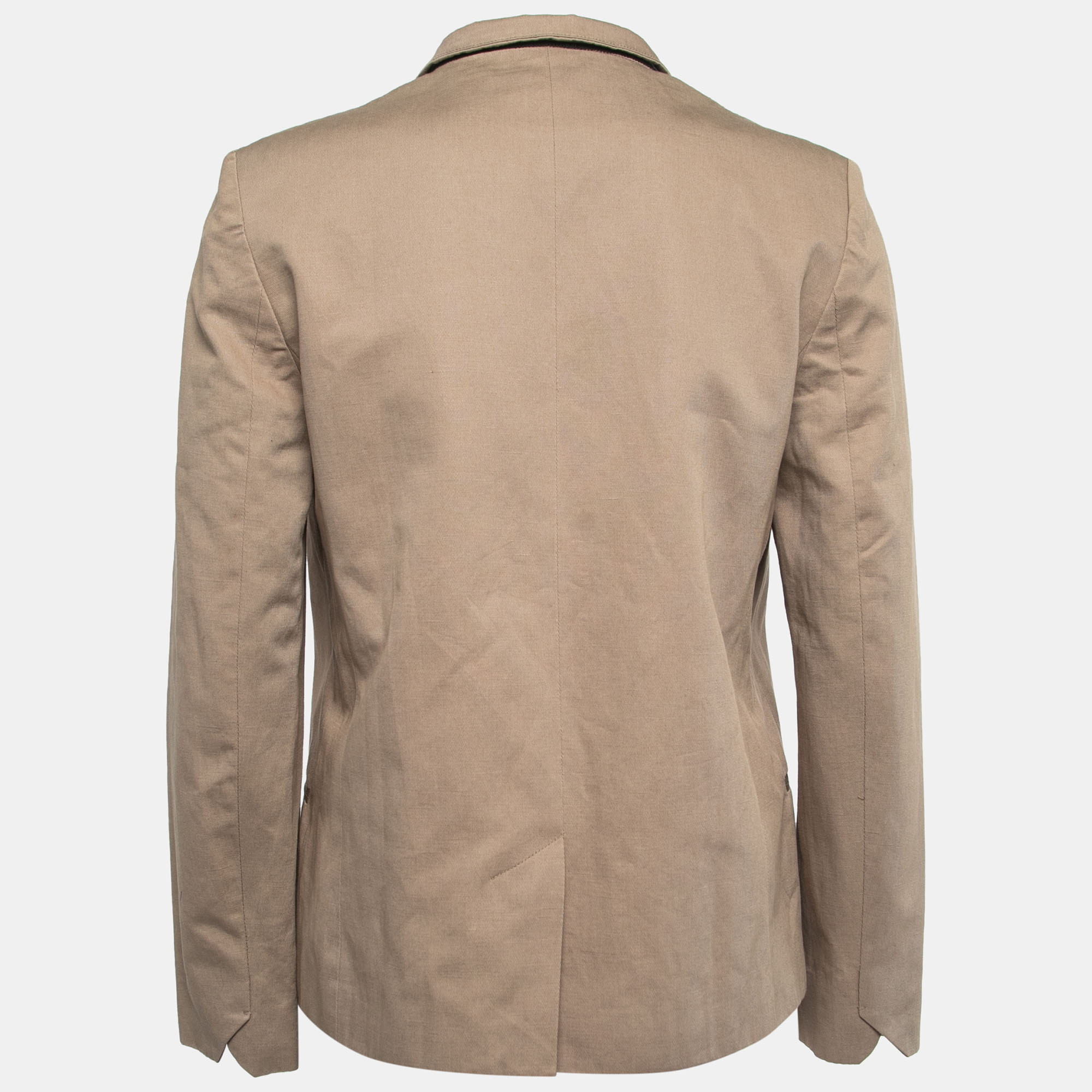 

Zadig & Voltaire Khaki Brown Cotton & Linen Kraft Open Jacket