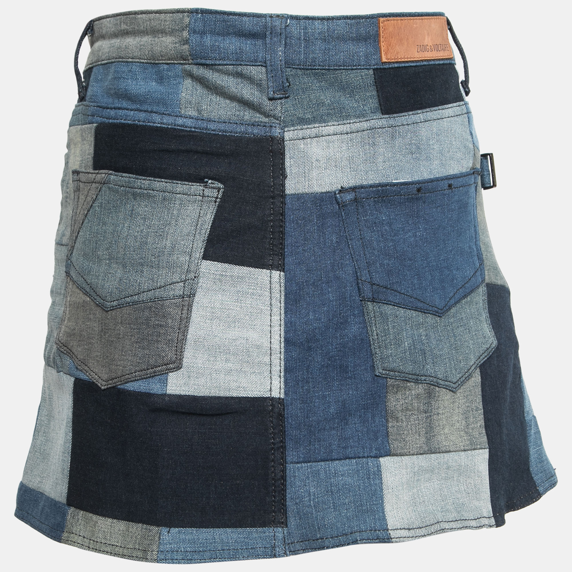 

Zadig and Voltaire Deluxe Blue Denim Patched Mini Skirt