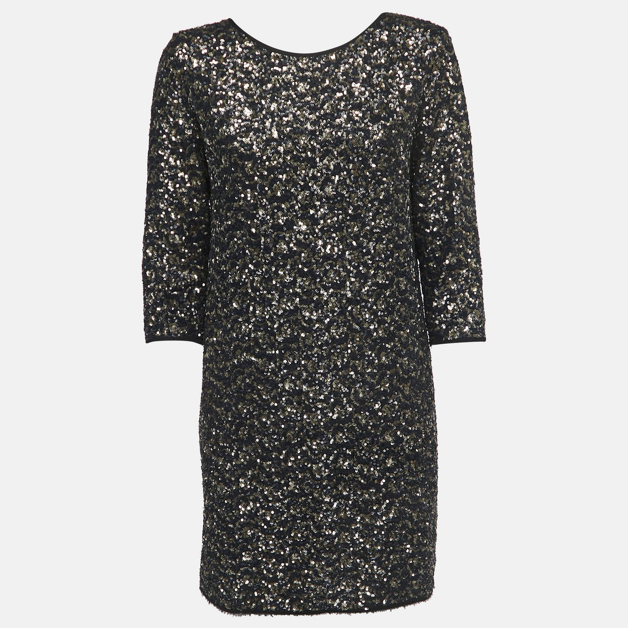 Pre-owned Zadig & Voltaire Deluxe Black & Gold Sequined Mini Dress M