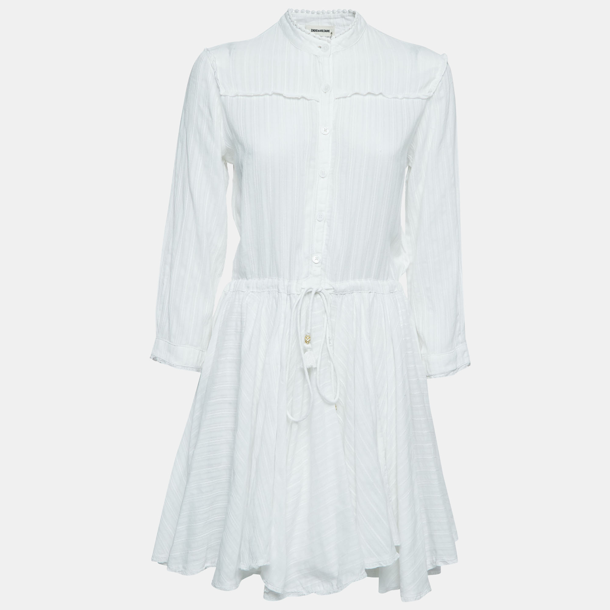 Pre-owned Zadig & Voltaire White Cotton Shirt Dress S