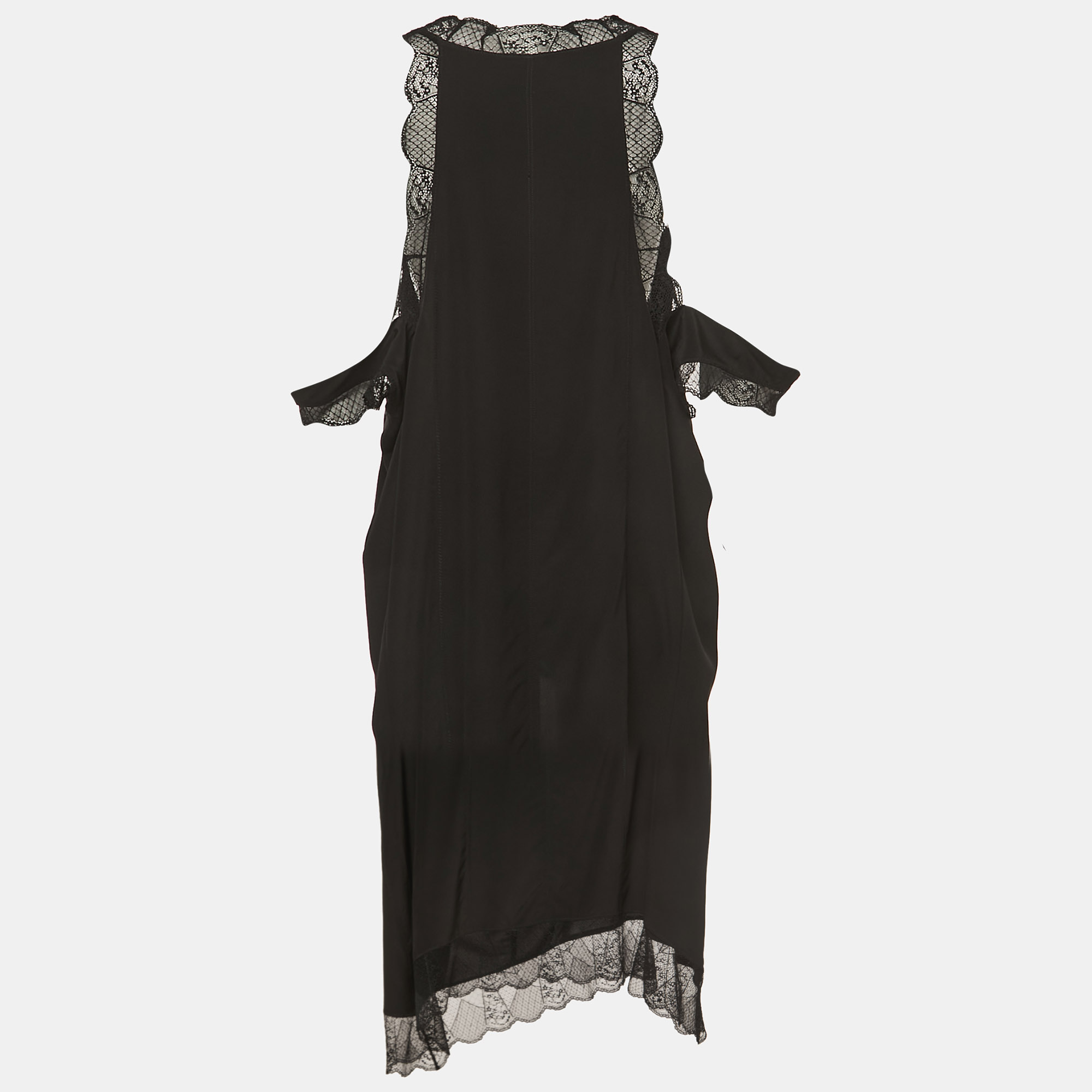 

Zadig & Voltaire Black Silk Lace Trimmed Asymmetrical Sleeveless Tunic