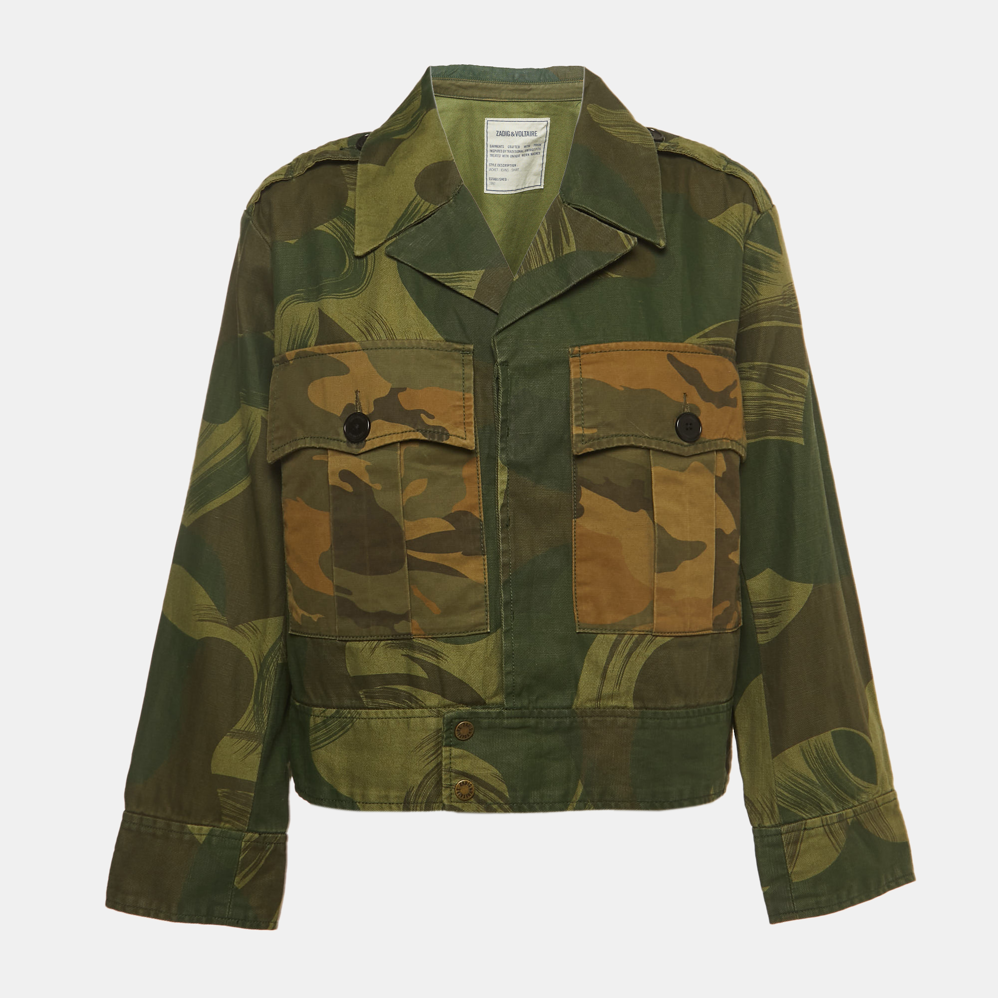 

Zadig & Voltaire Green Camouflage Printed Cotton Jacket