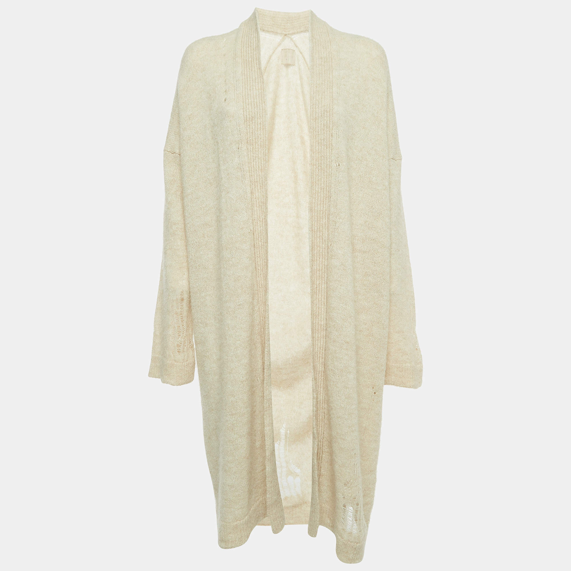 

Zadig & Voltaire Beige Distressed Knit Open Cardigan /L