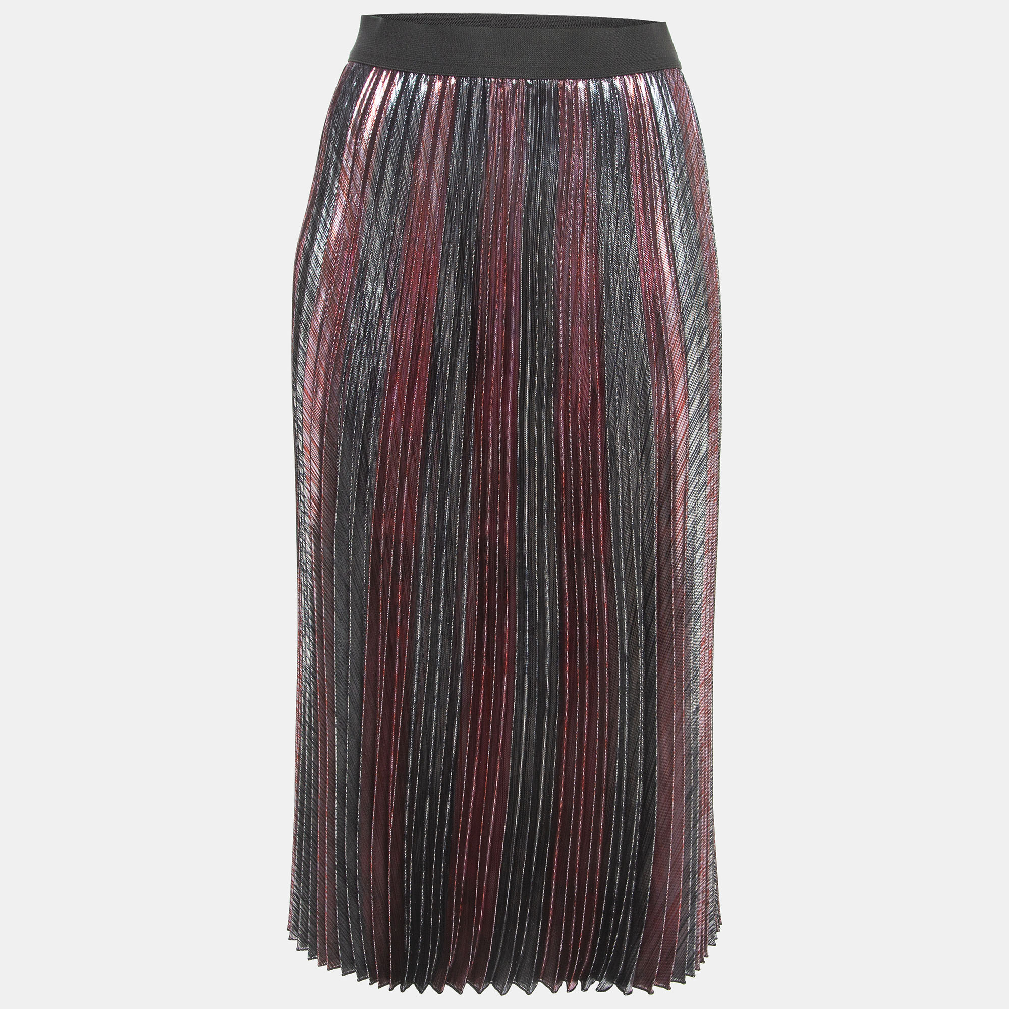 Pre-owned Zadig & Voltaire Metallic Lurex Pleated Midi Skirt S